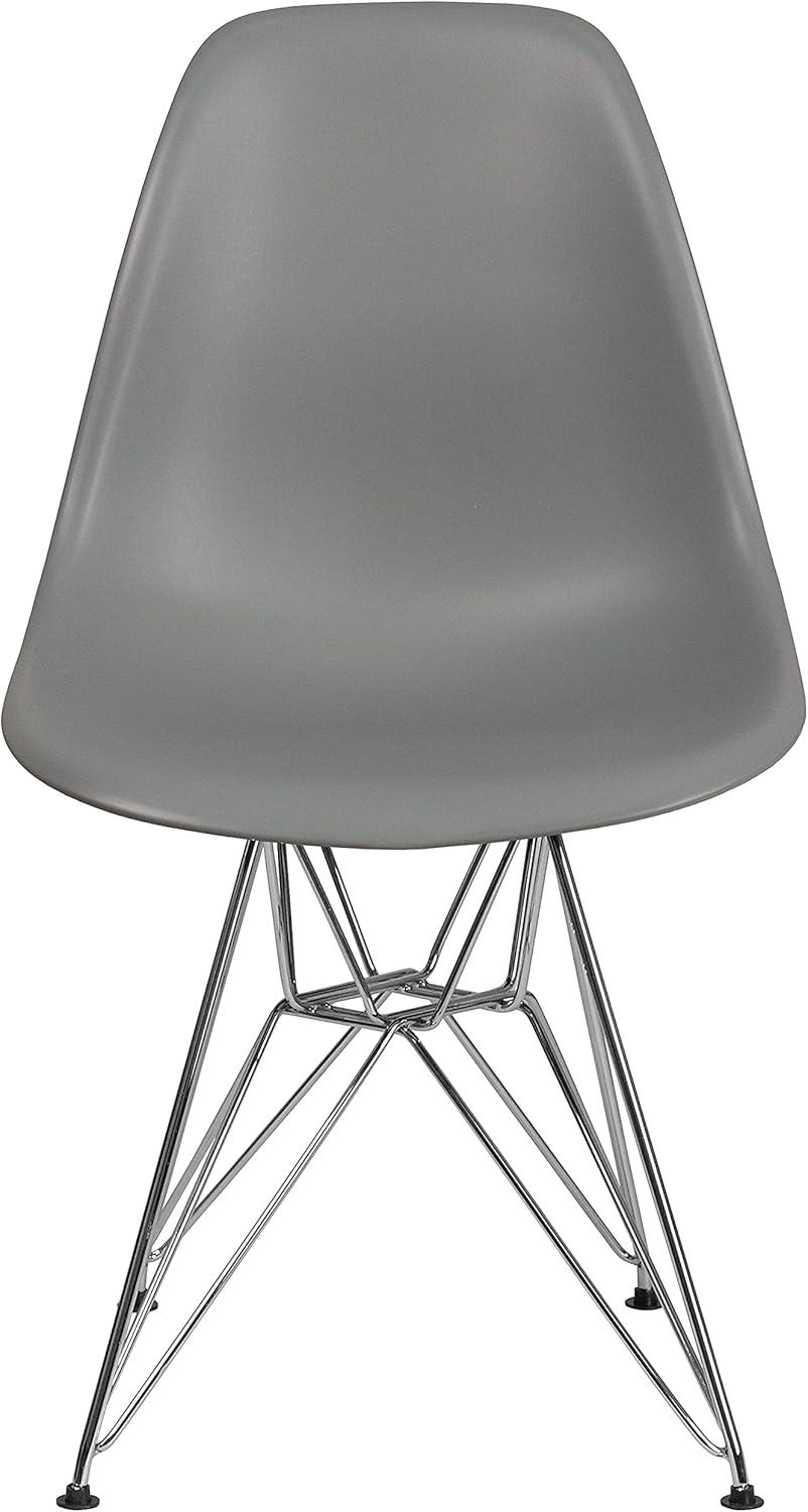 Flash Furniture 2 Pack Elon Series Moss Gray Plastic Chair with Chrome Base