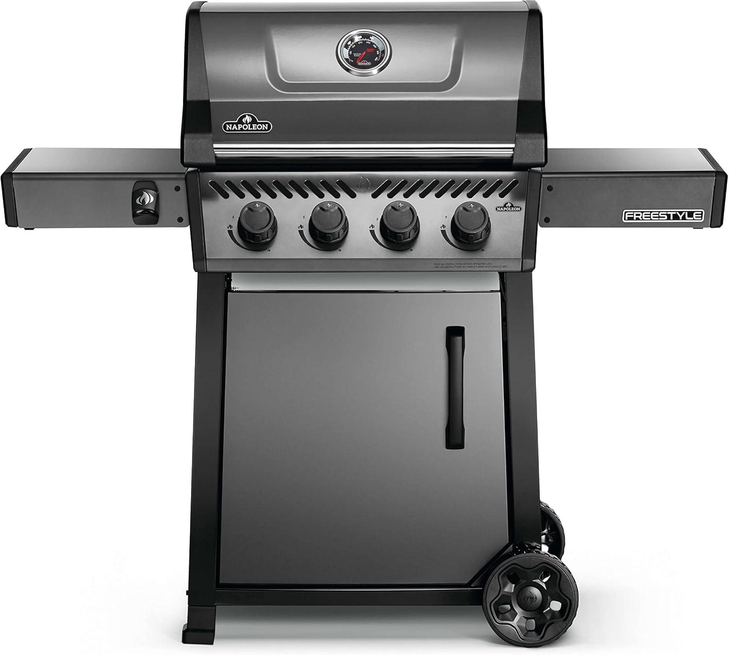 Graphite Grey Stainless Steel Propane Gas Grill with 4 Burners