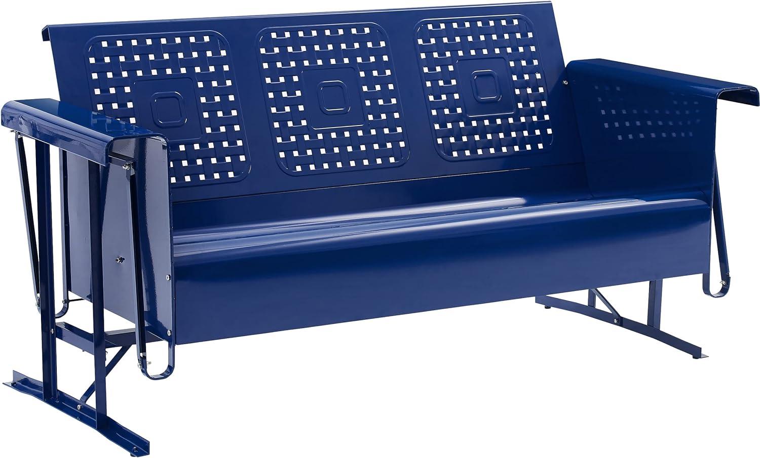 Bates Outdoor Metal Sofa Glider - Navy - Crosley: 3-Person Seating, UV-Resistant, Steel Frame Patio Sofas