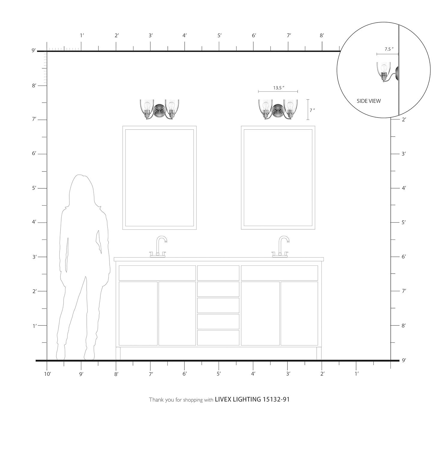 Livex Lighting Montgomery 2 - Light Vanity in  Brushed Nickel