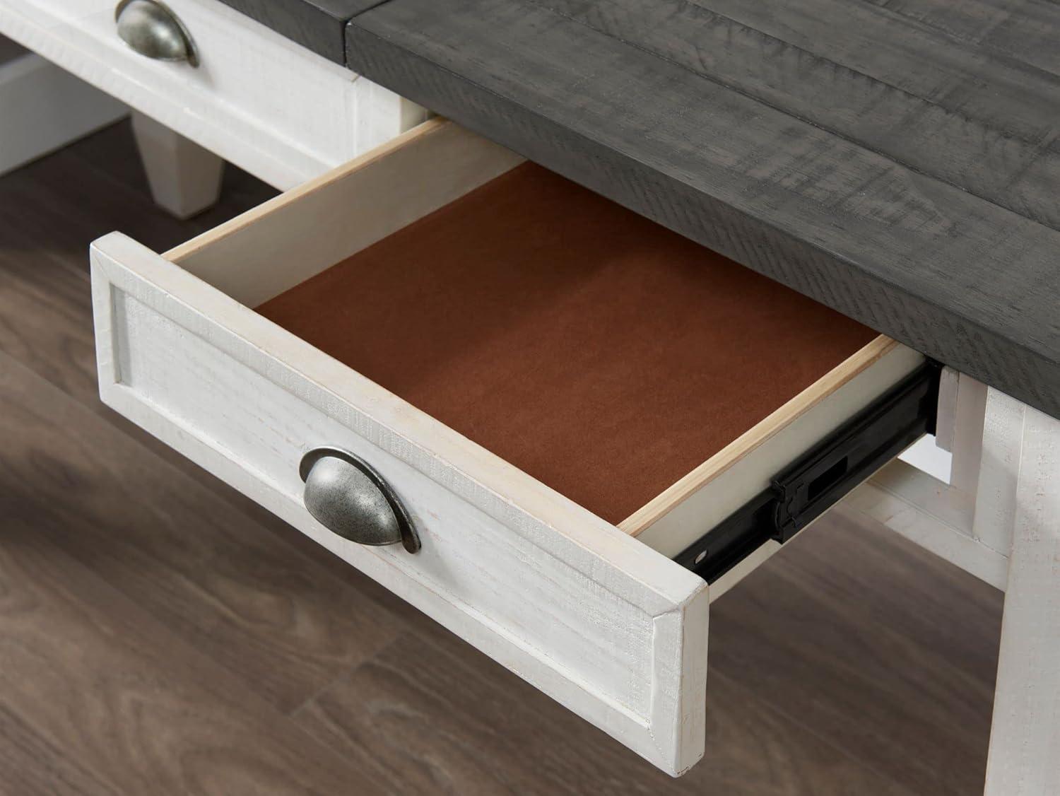 Martin Svensson Home Monterey 57" Lift-Top Desk with Fingerprint Lock, White Stain and Grey