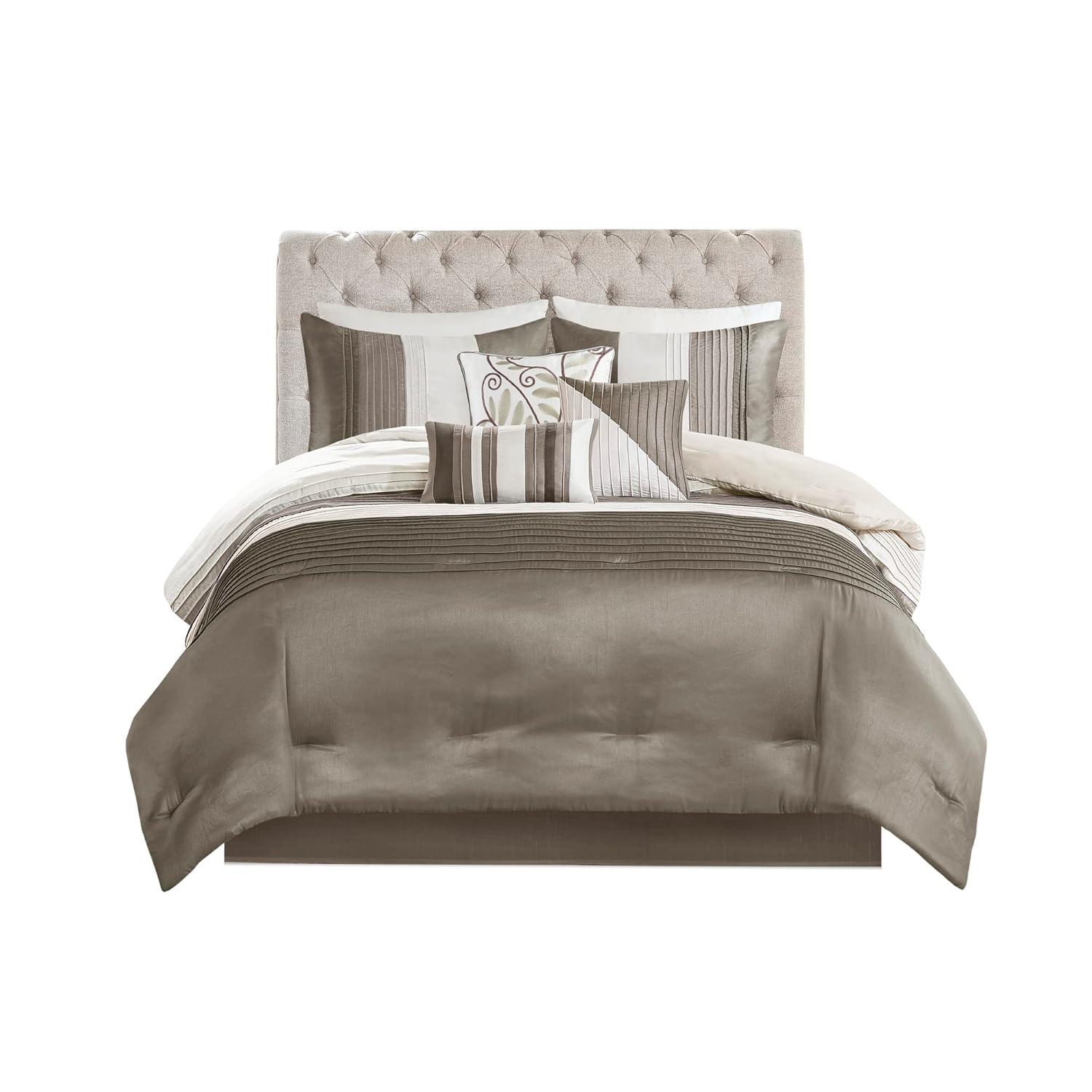 Madison Park Amherst 7 Piece Striped and Pleated Comforter Set
