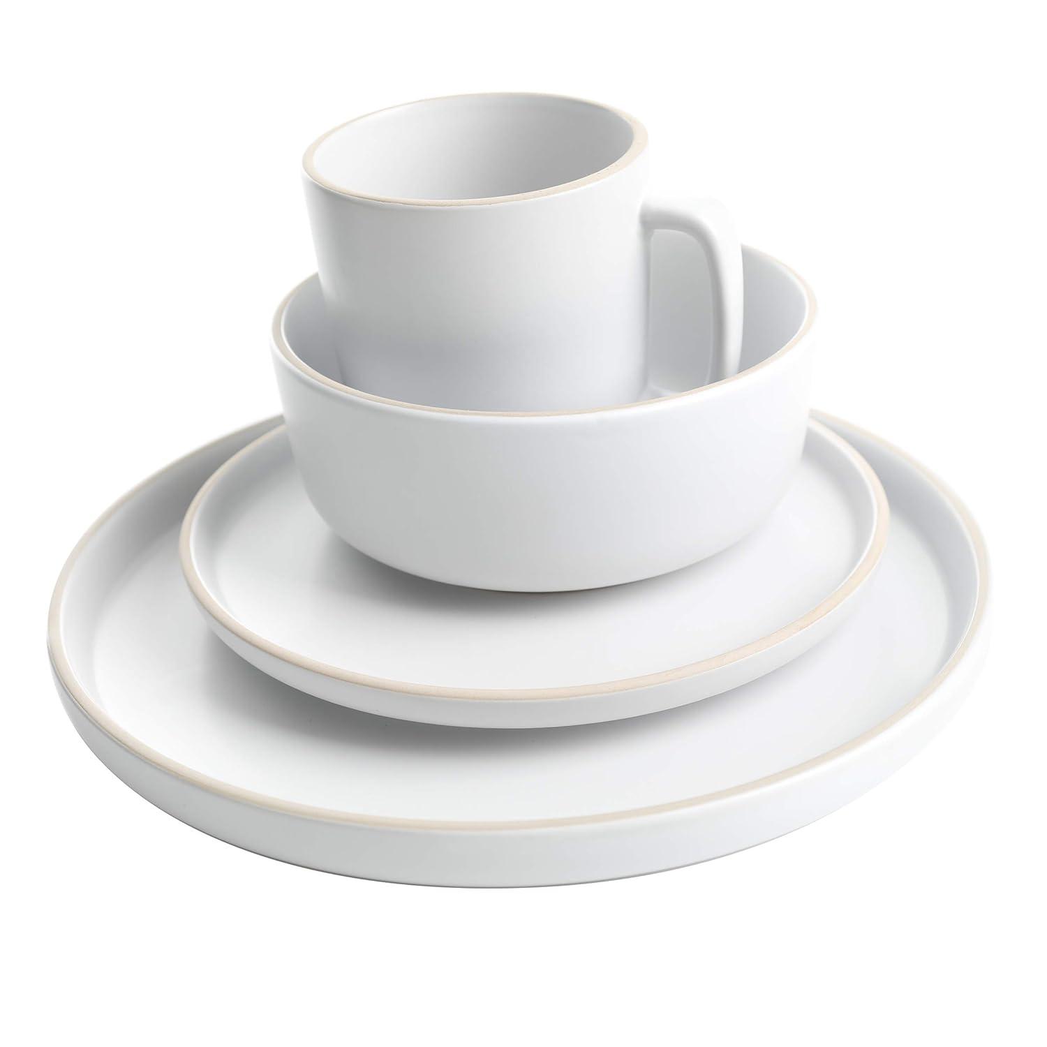 Gibson Home Zuma 16-Piece Round Matte Stoneware Dinnerware Set White
