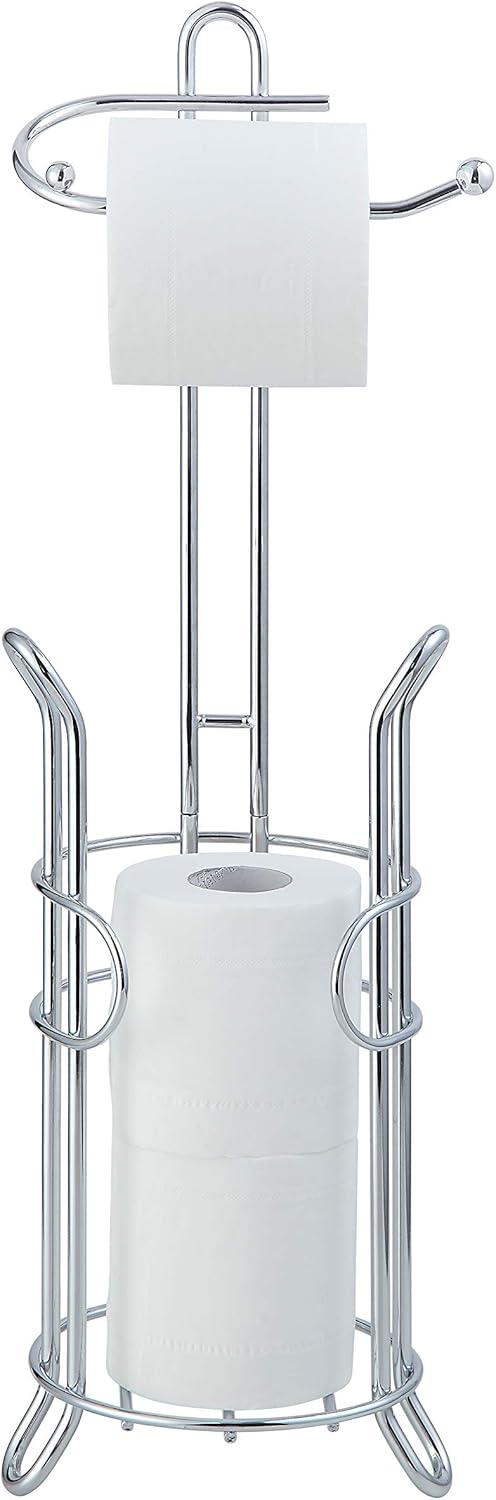 Bathroom Toilet Tissue Paper Roll Storage Holder Stand with Reserve Area for Mega Rolls