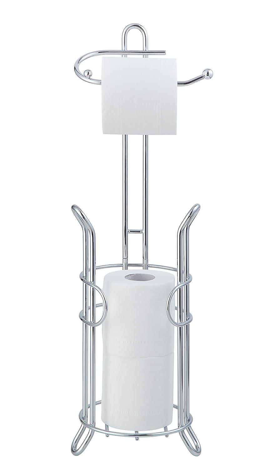Bathroom Toilet Tissue Paper Roll Storage Holder Stand with Reserve Area for Mega Rolls