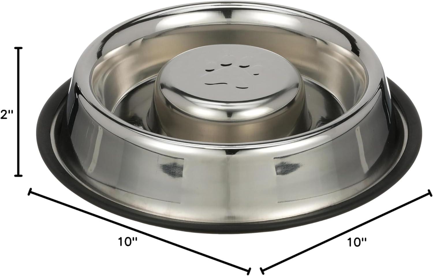 Stainless Steel Non-Tip Slow Feed Bowl for Medium to Large Breeds