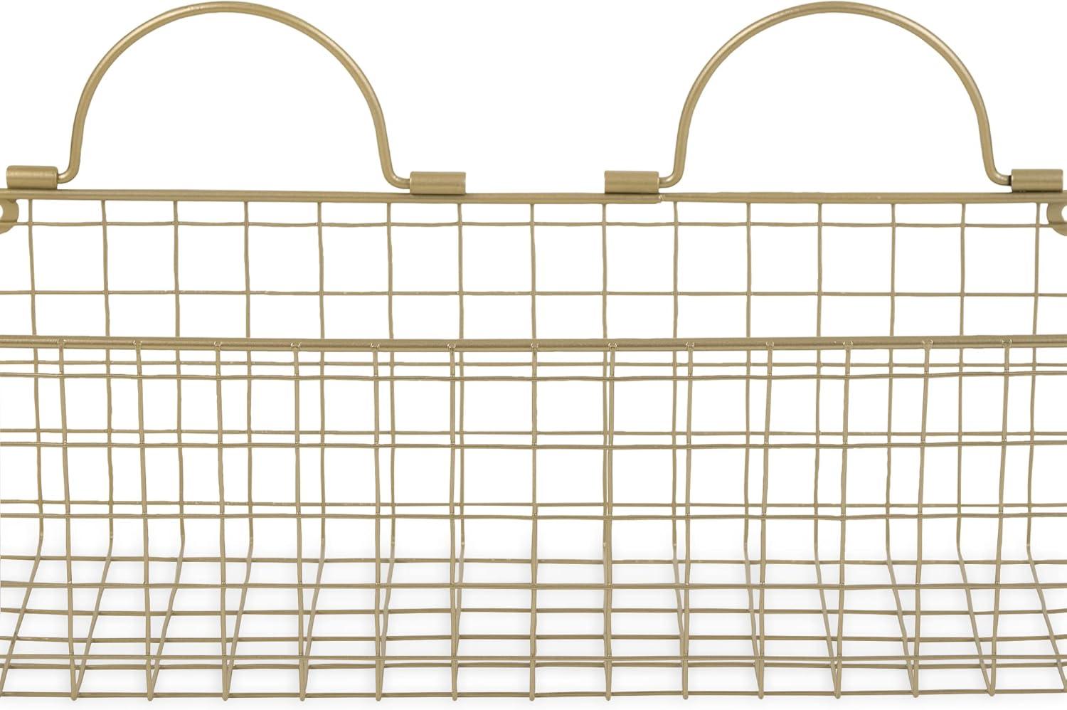 DII Farmhouse Vintage Decor, Wire Wall Basket, Medium, Gold, 2 Piece