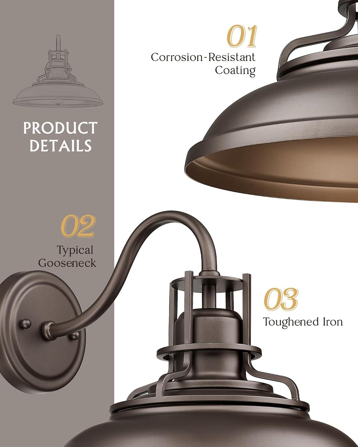 2 Lights Indoor Outdoor Gooseneck Barn Lights