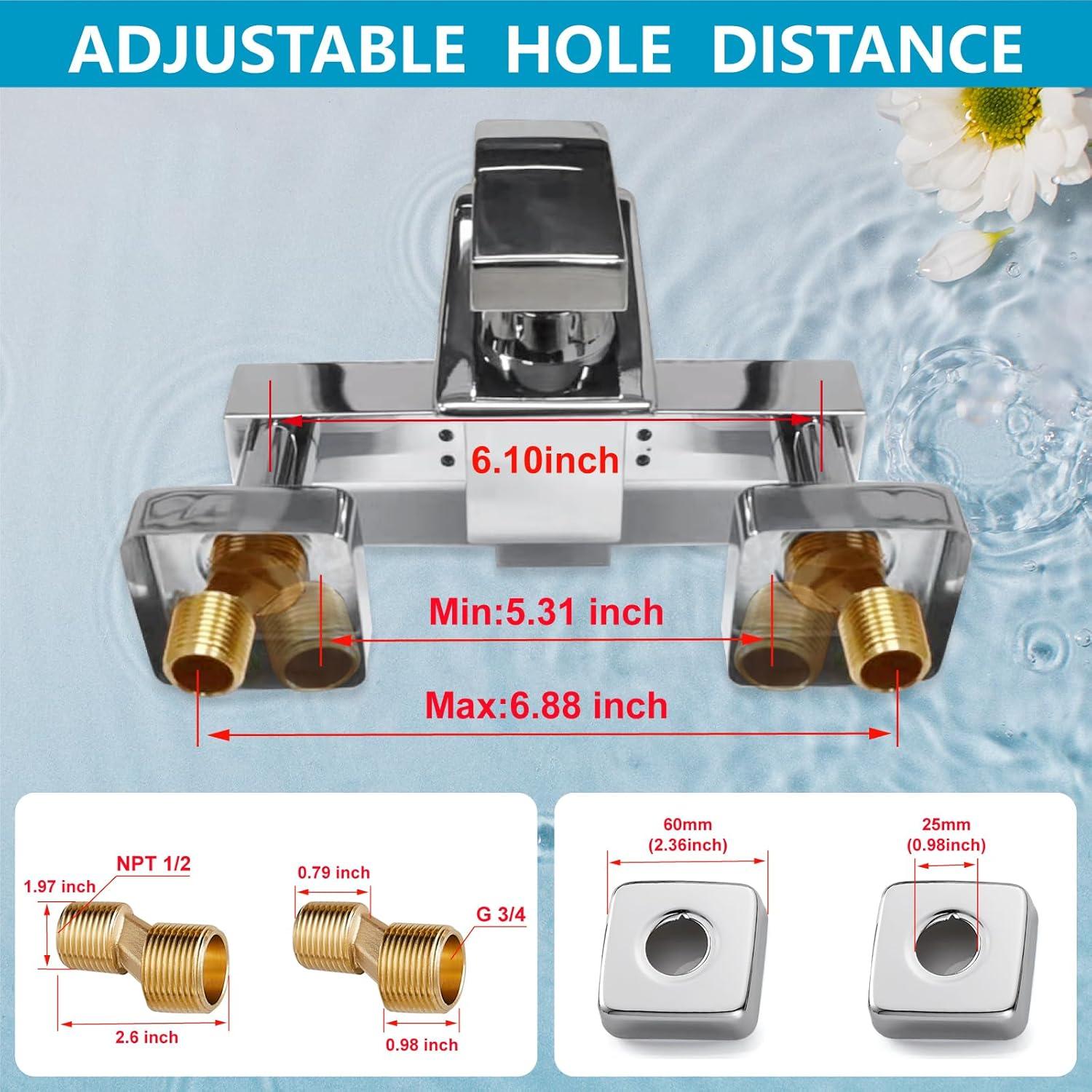 Midanya Wall Mount Bathtub Faucet with Handheld Spray Waterfall Tub Filler Single Handle Bathroom Tub Mixer Tap Hand-Shower System with Curved Spout Commercial,Brushed Nickel