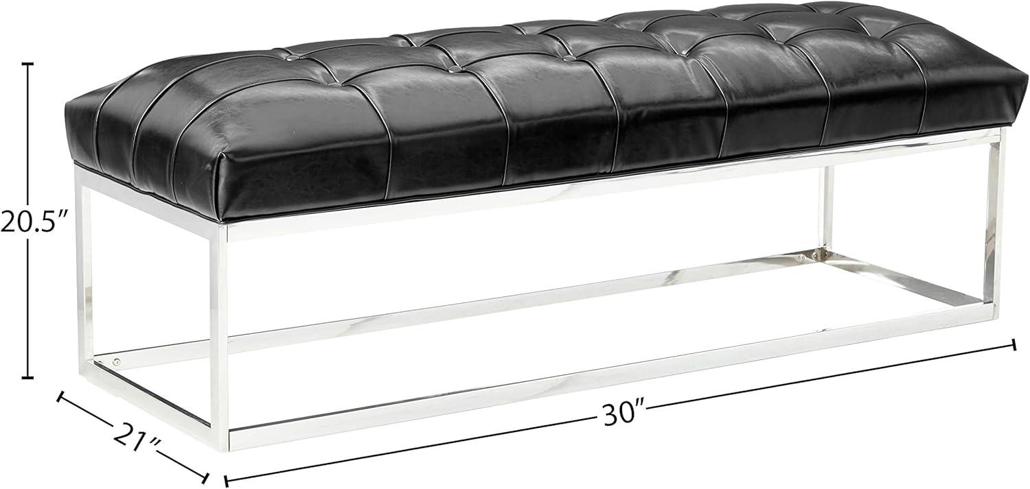 Cortesi Home  Biago Black Contemporary Oversized Tufted Long Bench