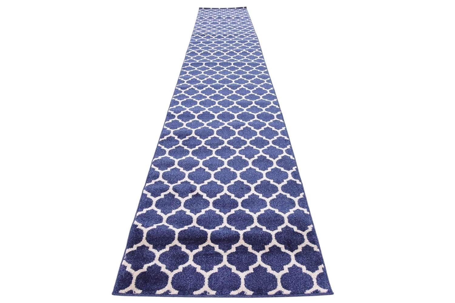 Unique Loom 2' 7 x 16' 5 Trellis Philadelphia Dark Blue Area Rug