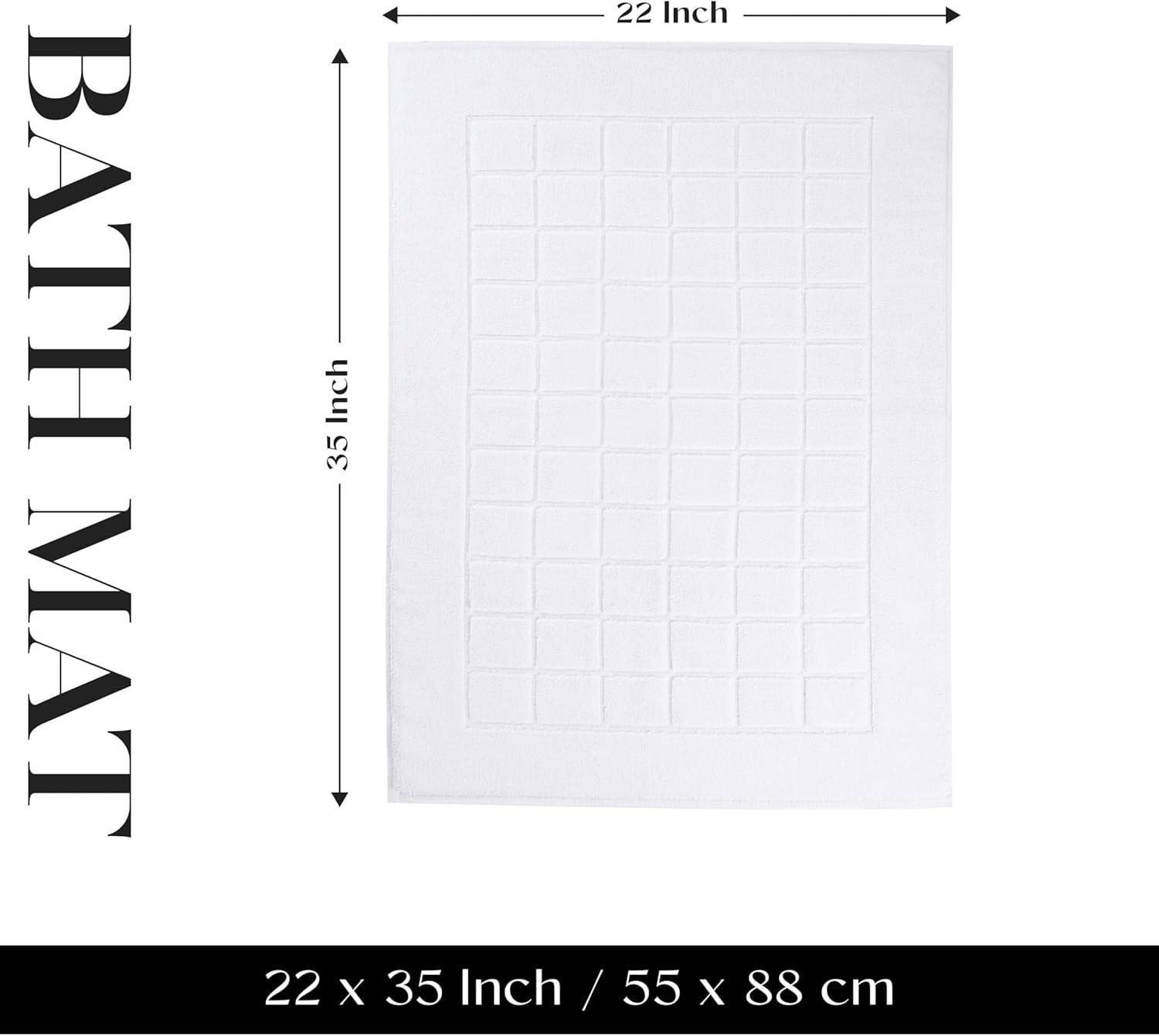 Nora Cotton Terry Solid Absorbent Thick Checkered Washable Bath Mat Set Of 2