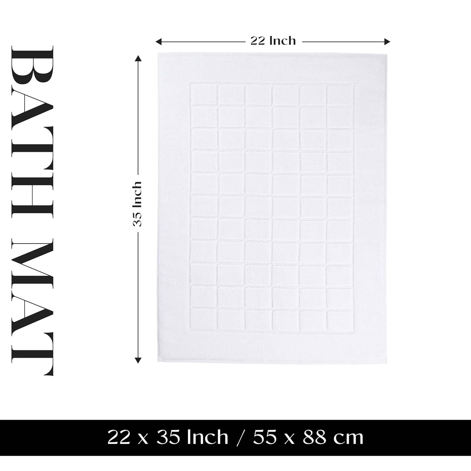 Nora Cotton Terry Solid Absorbent Thick Checkered Washable Bath Mat Set Of 2