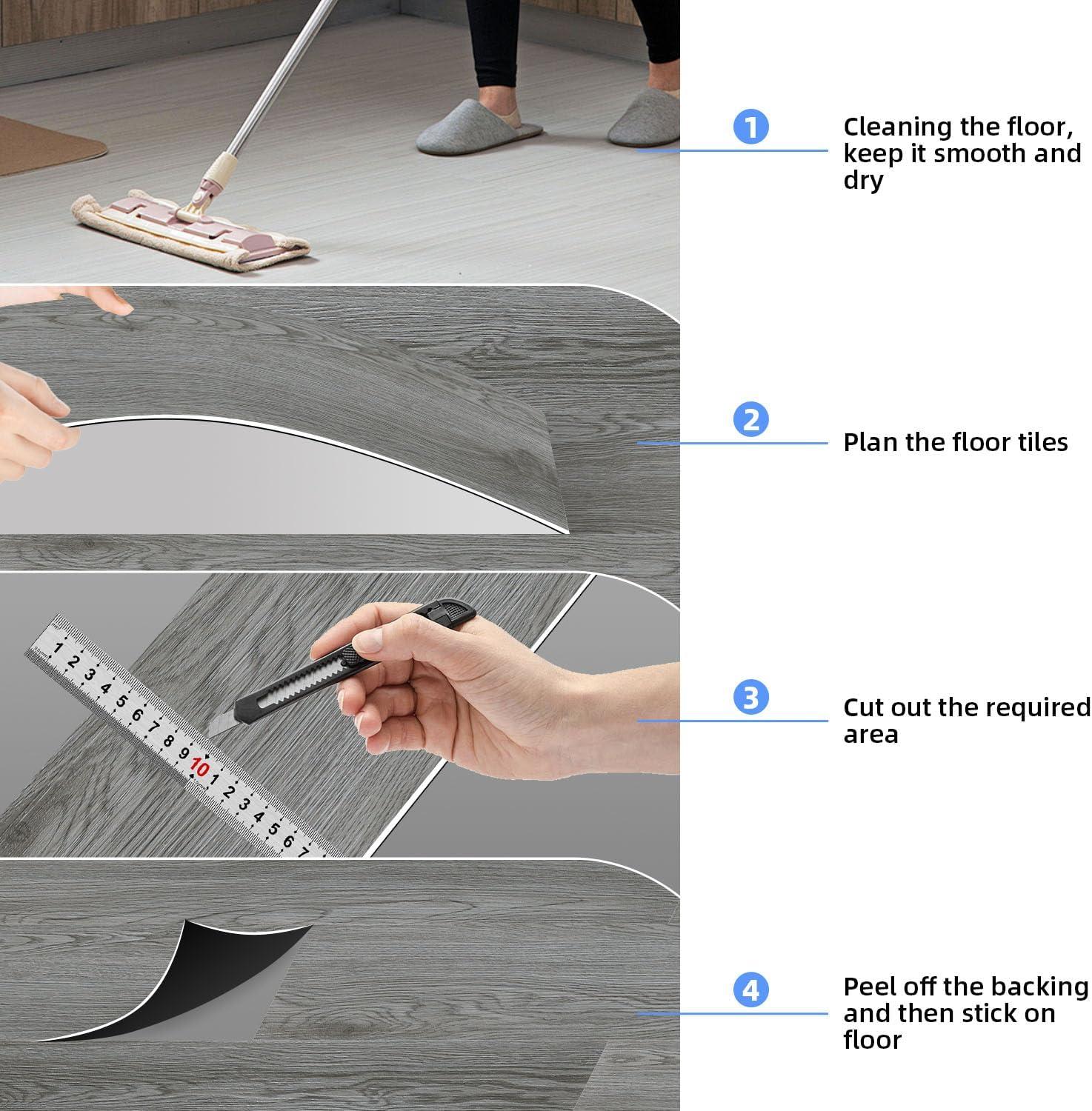 Gray Self-Adhesive Waterproof Vinyl Flooring Planks