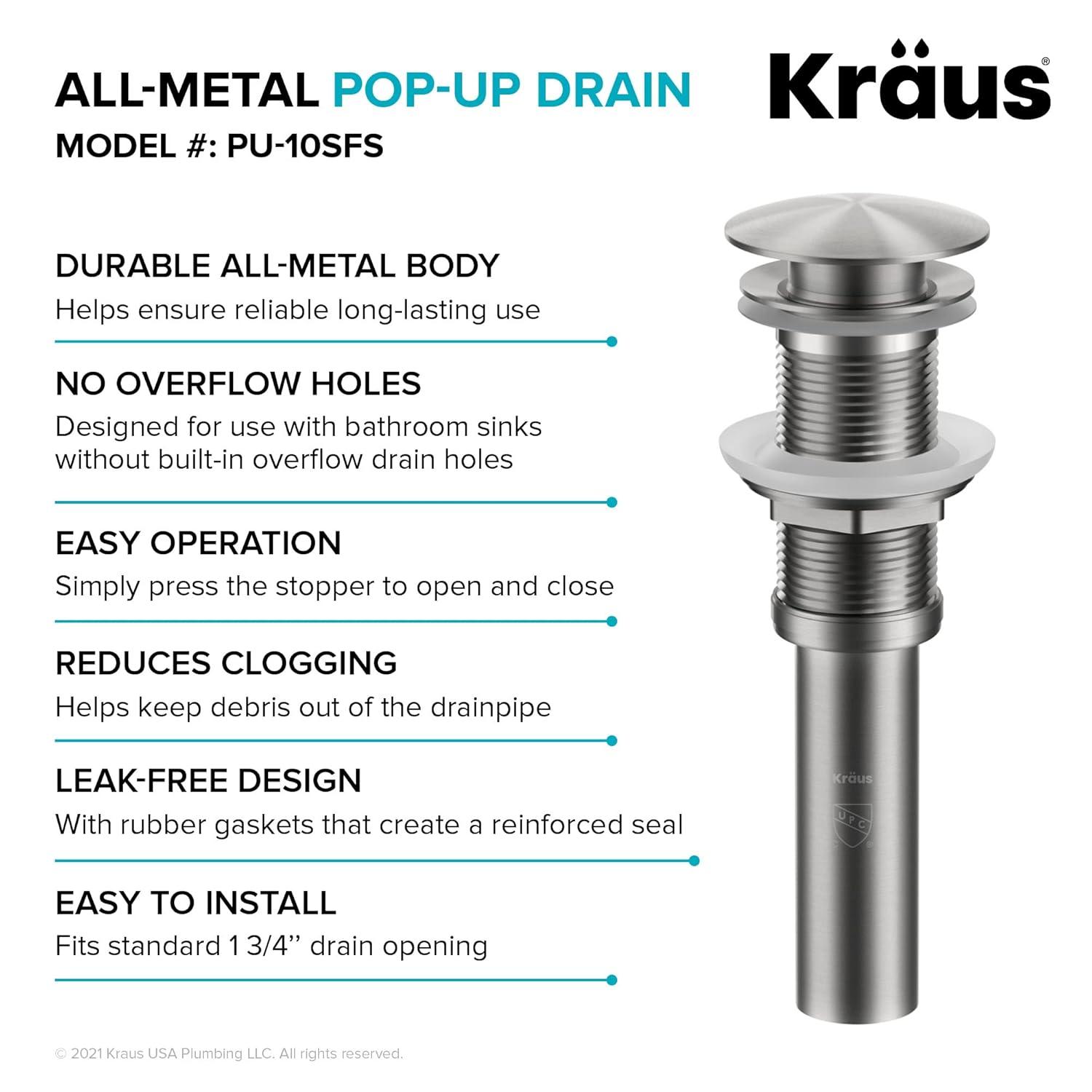 KRAUS Pop-Up Bathroom Sink Drain