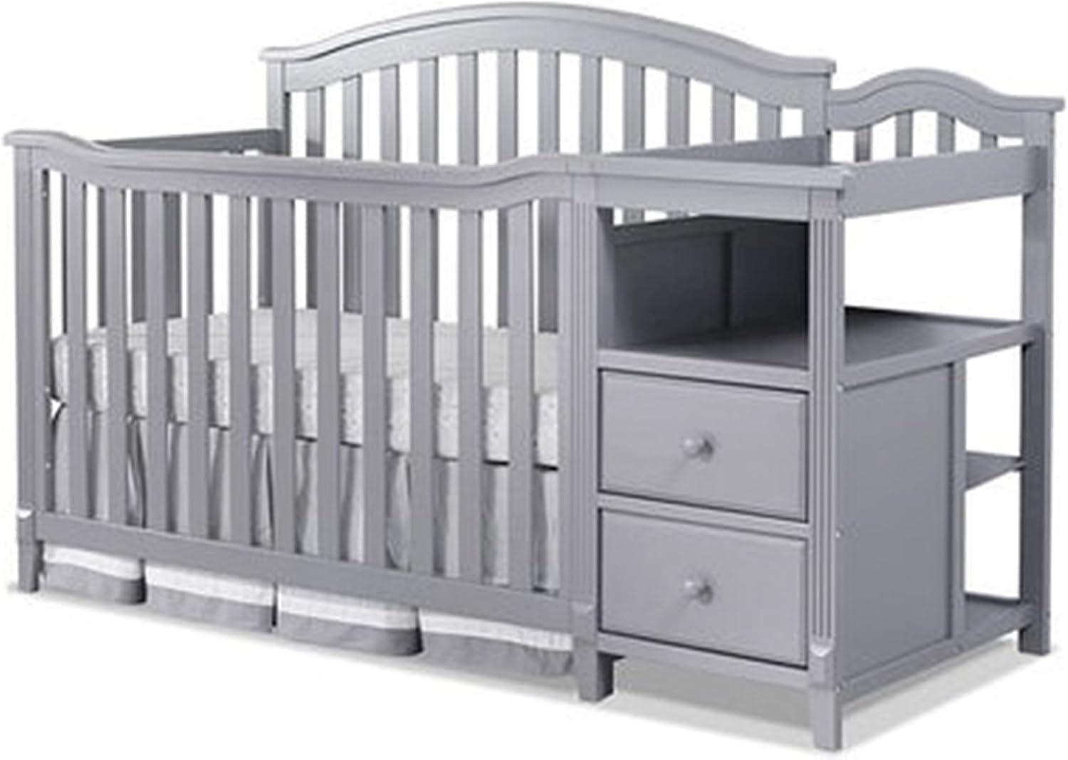 Gray 4-in-1 Convertible Crib and Changer with Storage