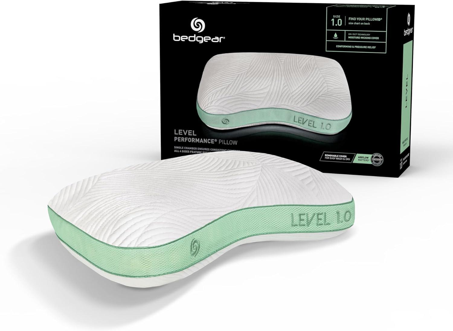 Firm White and Green Moisture-Wicking Queen Sleep Pillow