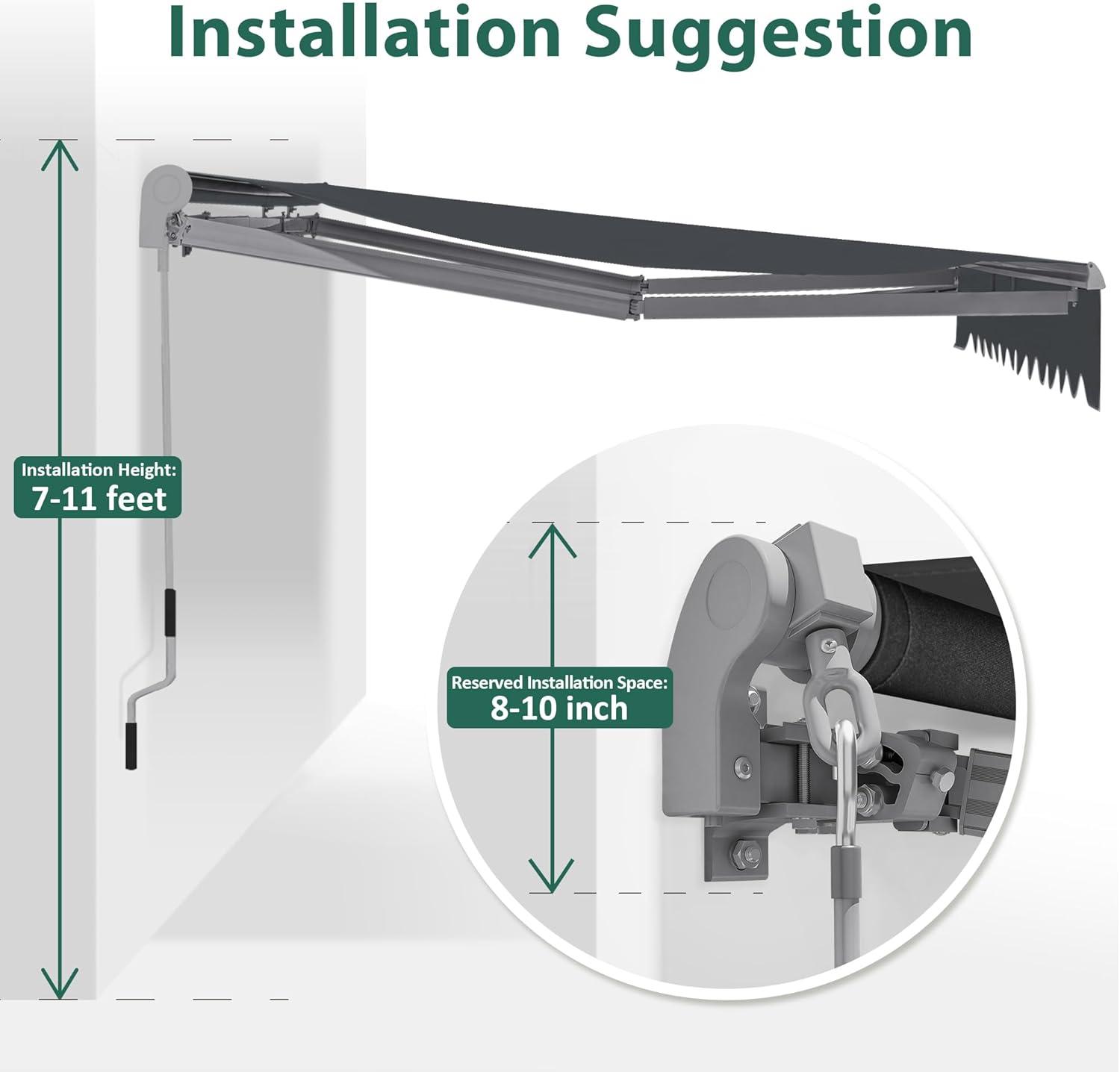Macrout Patio Awning 12x8 Feet Sunshade Canopy for Manual Retractable Awnings, 4664 (Dark Grey)