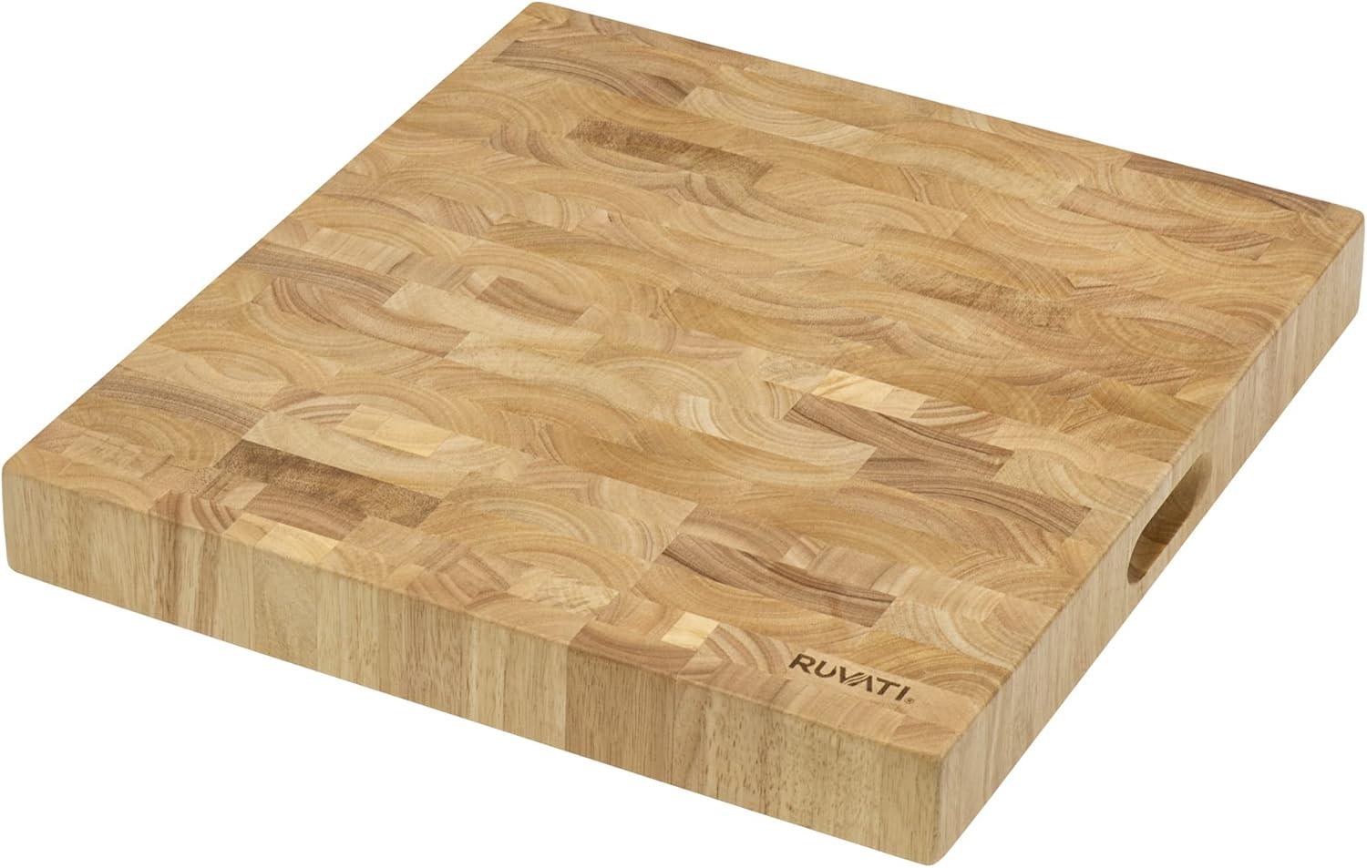 Ruvati Rva2445 Accessories 17" L X 16" W X 2" H End-Grain Teak Butcher Block Solid Wood