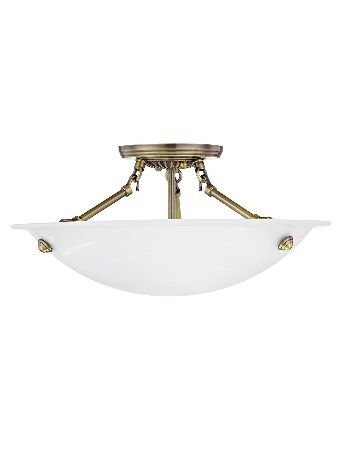 Livex Lighting Oasis 3 - Light Flush Mount in  Antique Brass
