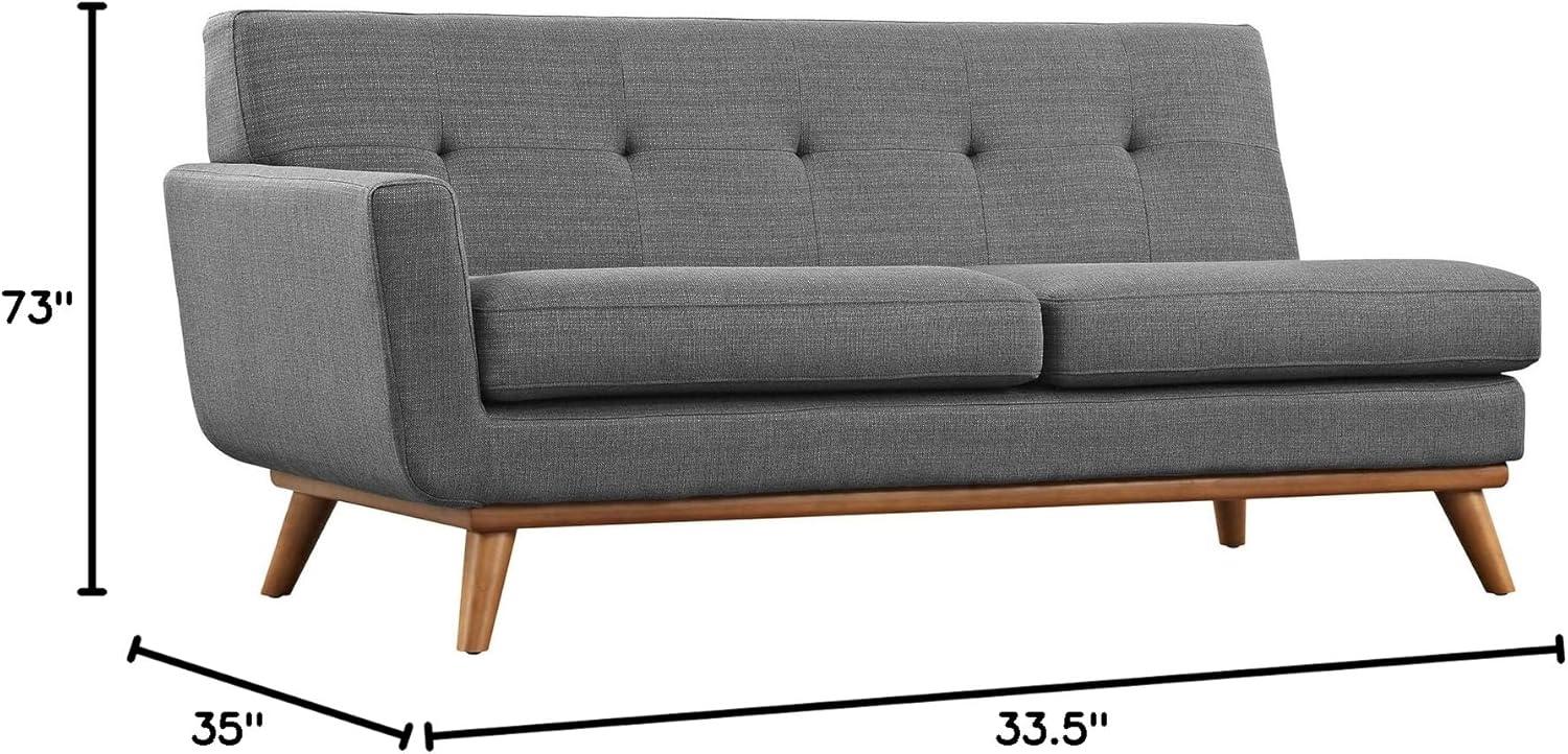 Modway Engage Left Arm Loveseat in Mid-Century Modern Upholstered Fabric Gray