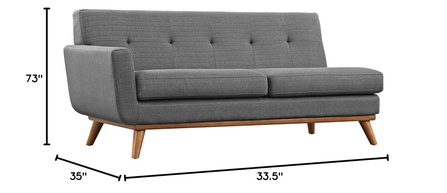 Modway Engage Left Arm Loveseat in Mid-Century Modern Upholstered Fabric Gray