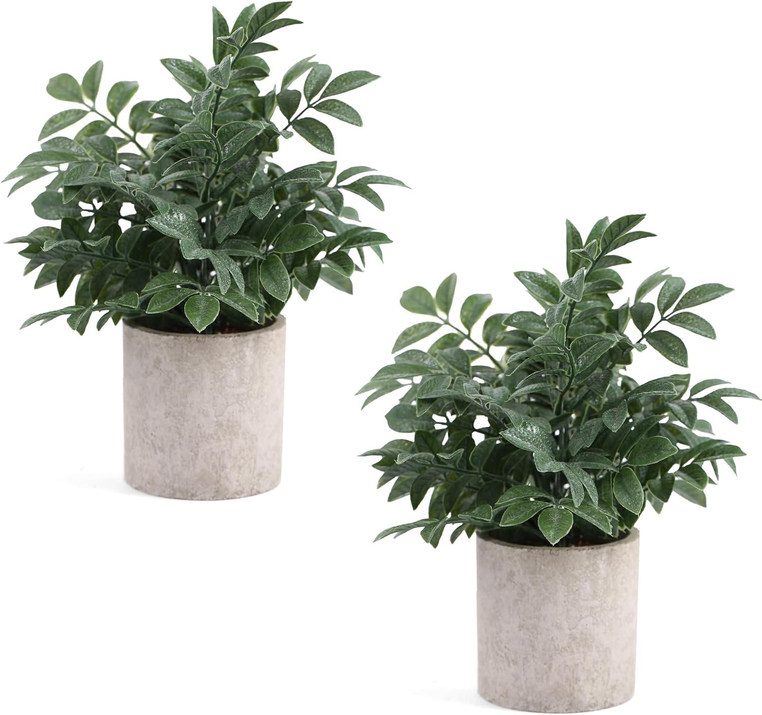 2 Pack Small Fake Plants Eucalyptus Potted Artificial Plants for Shelf Desk Home Bathroom Farmhouse Room Coffee Table Decor