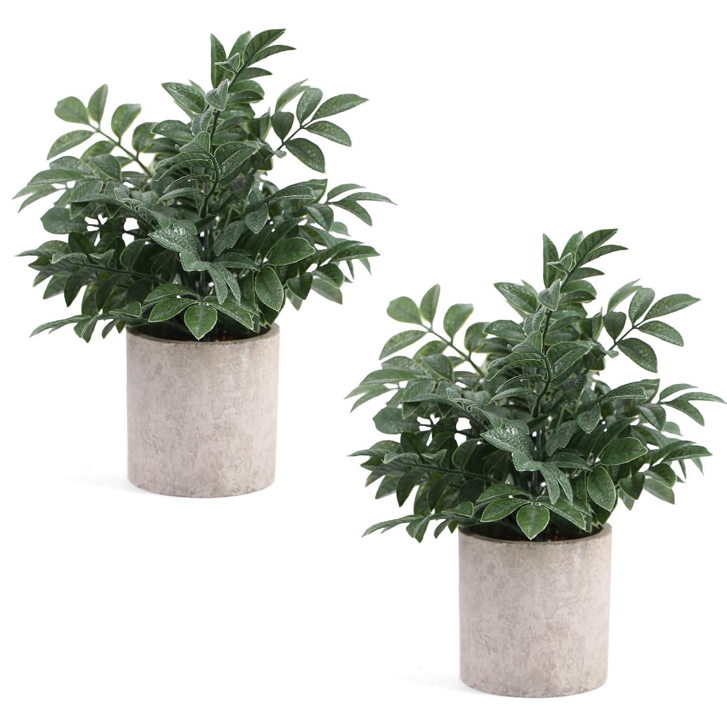 2 Pack Small Fake Plants Eucalyptus Potted Artificial Plants for Shelf Desk Home Bathroom Farmhouse Room Coffee Table Decor