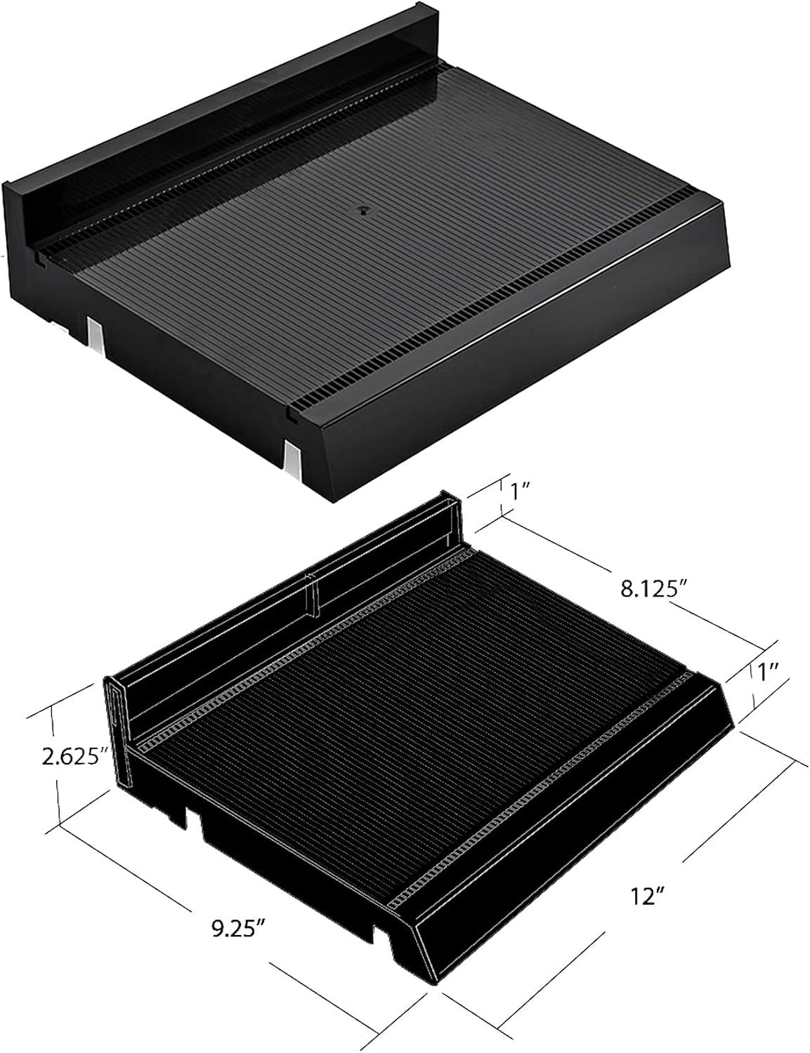 Azar Displays 225830-TALL-BLK Adjustable Tall Divider Bin Cosmetic Tray with Pushers - Customize Slot Size to Product, Black 2-Pack