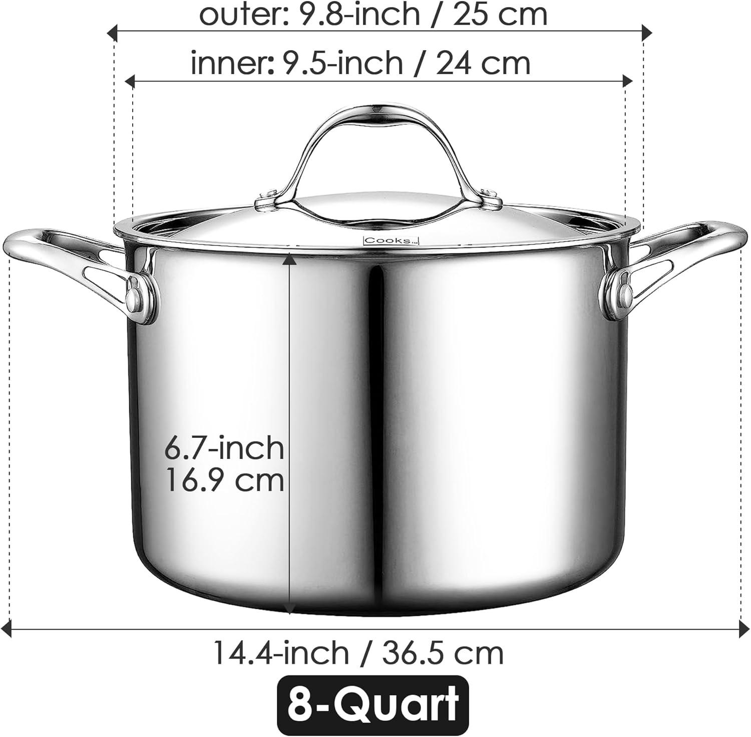 Large Stainless Steel Stockpot with Lid for All Stovetops