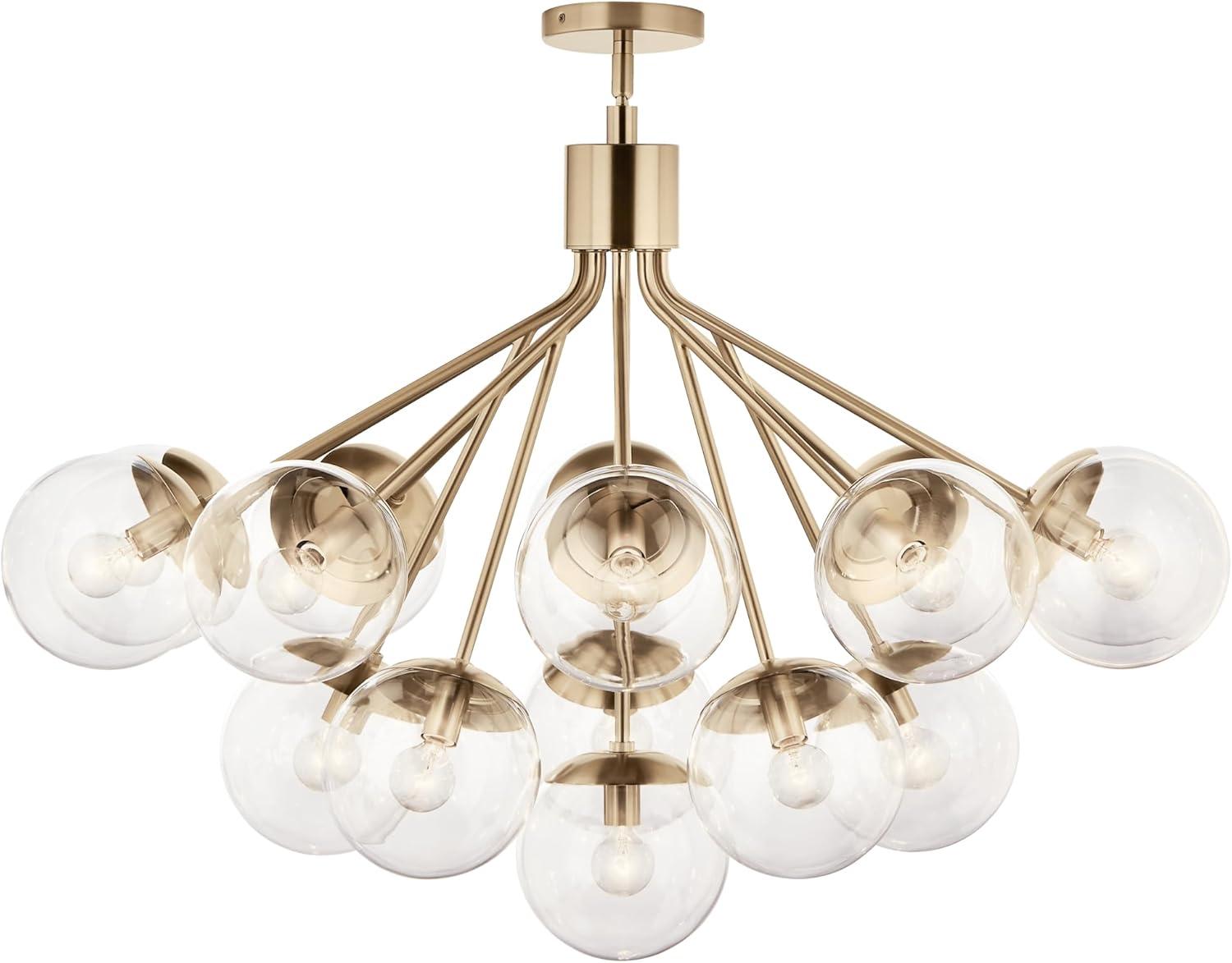 Champagne Bronze 16-Light Sputnik Chandelier with Clear Glass Shades