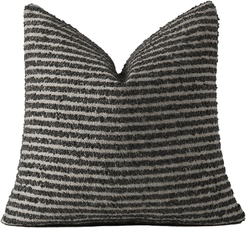 Black and White Striped Boucle Throw Pillow Cover 20x20 Inch