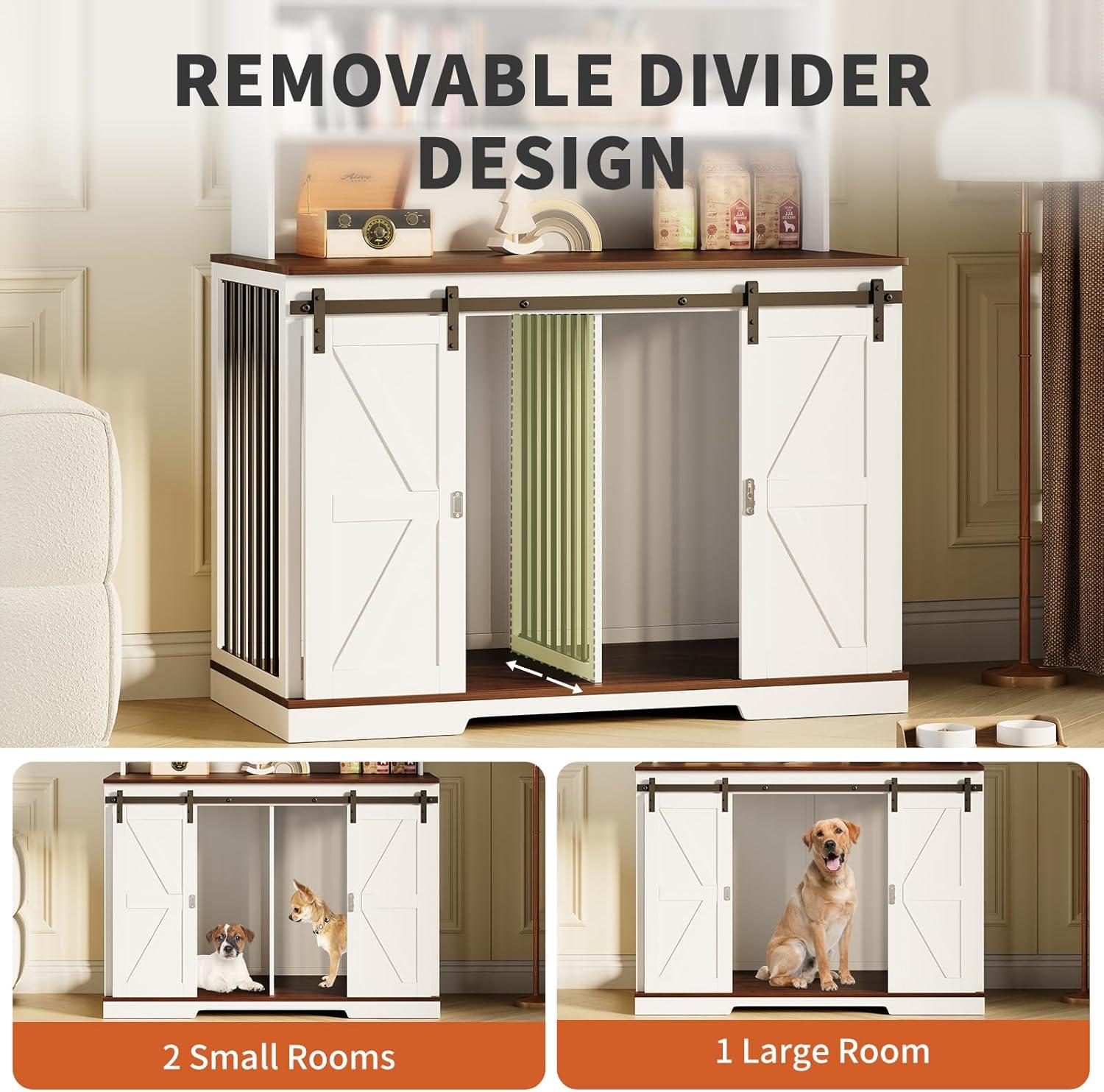 Tucker Murphy Pet™ Large Dog Crate Furniture for 2 Dogs, 71.6'' Steel Frame Dog Crate with Double Doors, Heavy Sturdy Dog Kennel