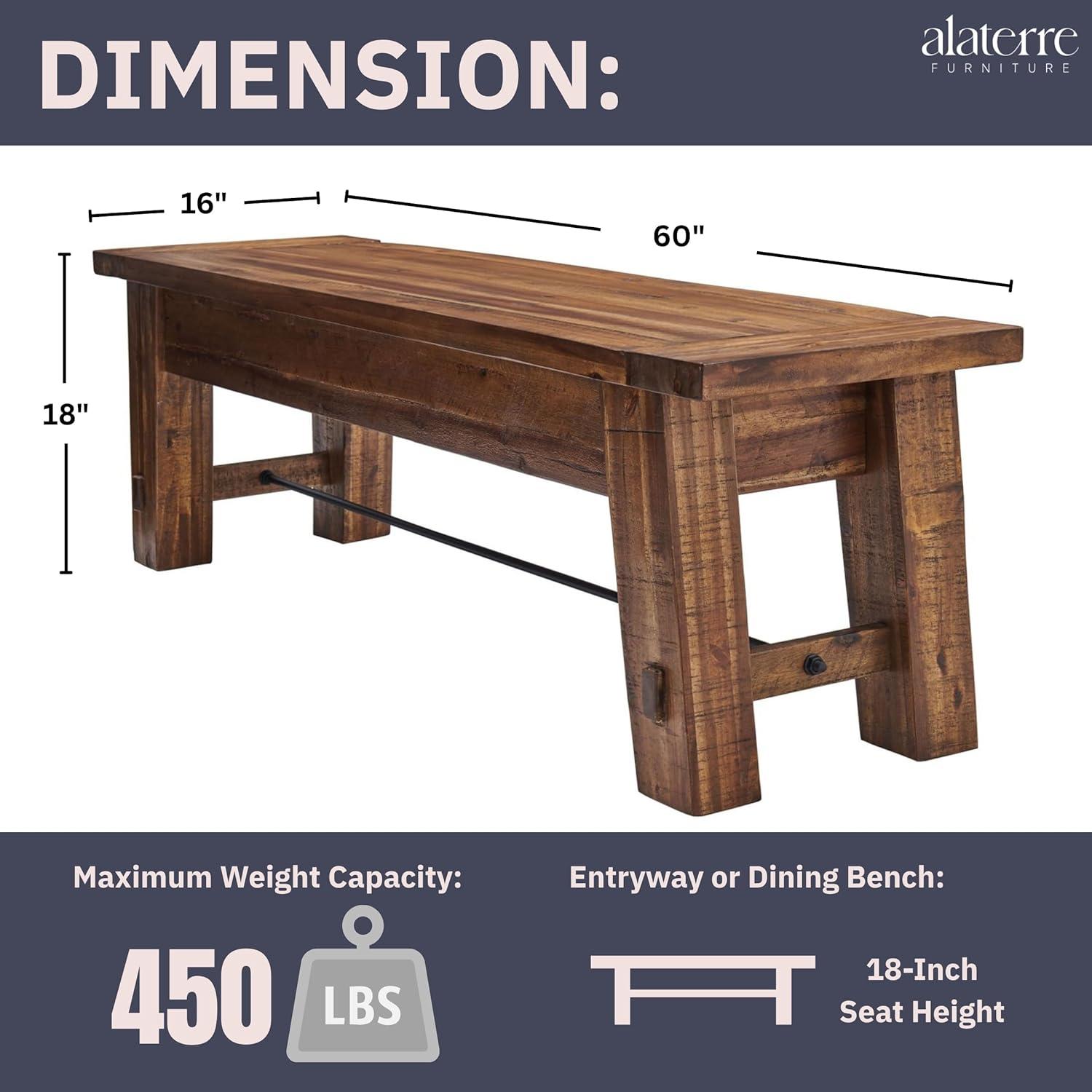 Durango Wood Entryway/Dining Bench Dark Brown - Alaterre Furniture: Industrial Accent, 60" Long