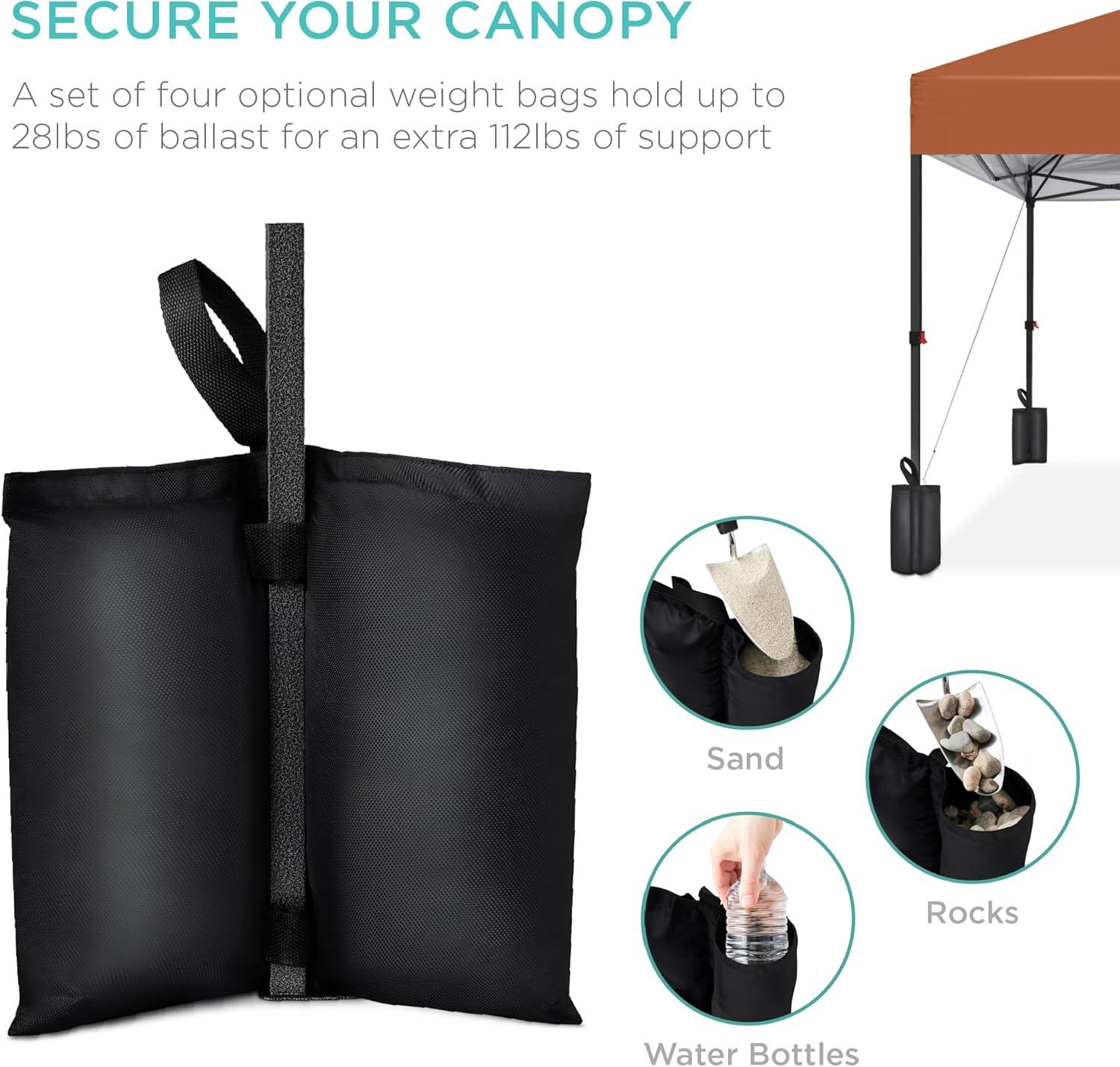 Best Choice Products Easy Setup Pop Up Canopy W/ 1-Button Setup, Wheeled Case, 4 Weight Bags
