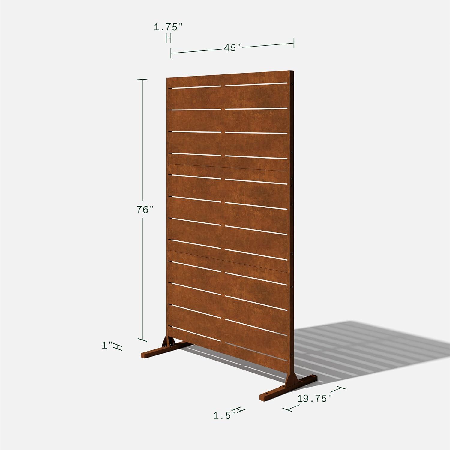 Corten Steel 76" Folding Privacy Screen for Outdoor Spaces