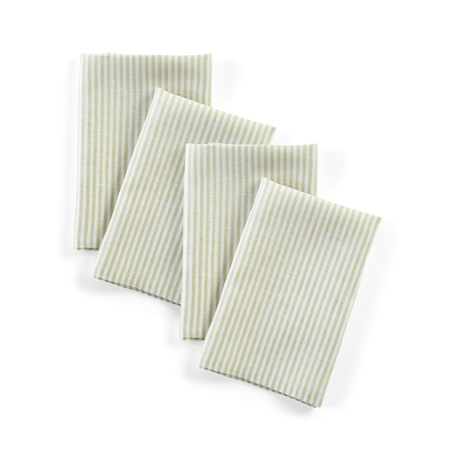 Solino Home Narrow Stripe - 100% Pure Linen Dinner Napkins (Set of 4)