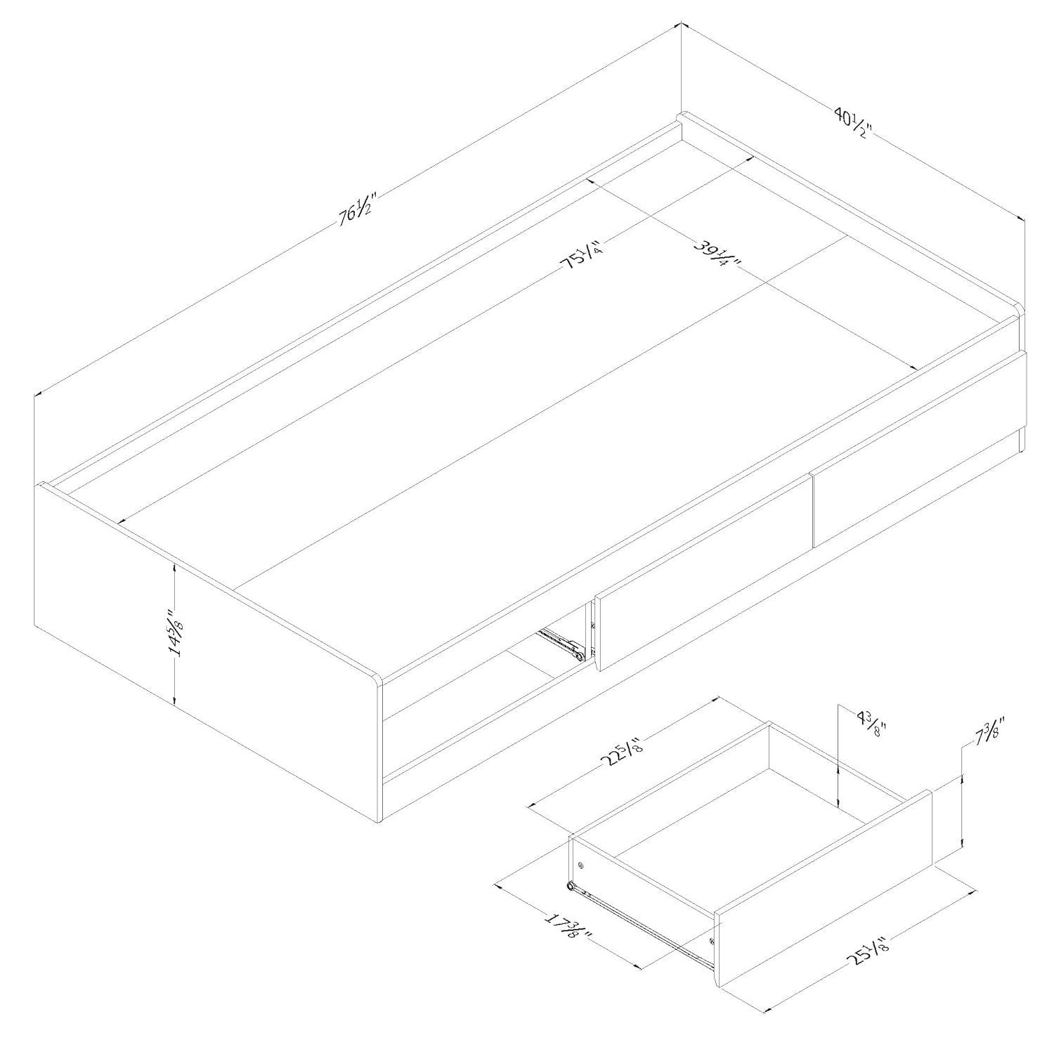 Step One Essential 3 Drawer Mate's & Captain's Standard Bed by South Shore