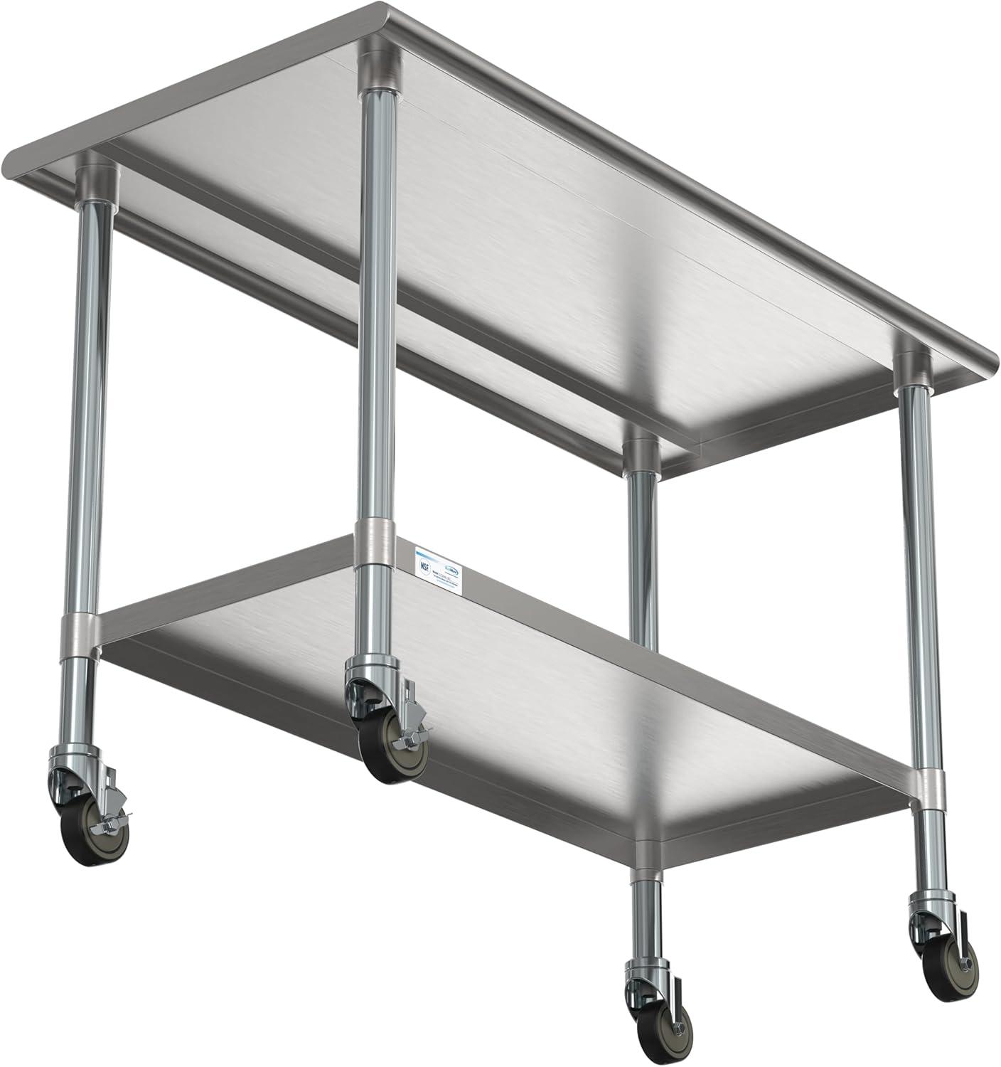 KoolMore 24" x 48" Stainless Steel Work Table with Casters