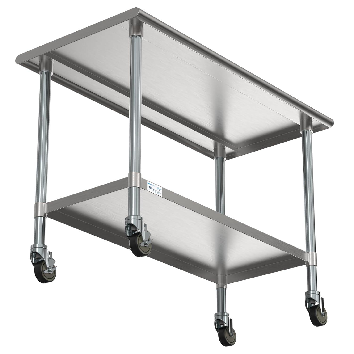 KoolMore 24" x 48" Stainless Steel Work Table with Casters