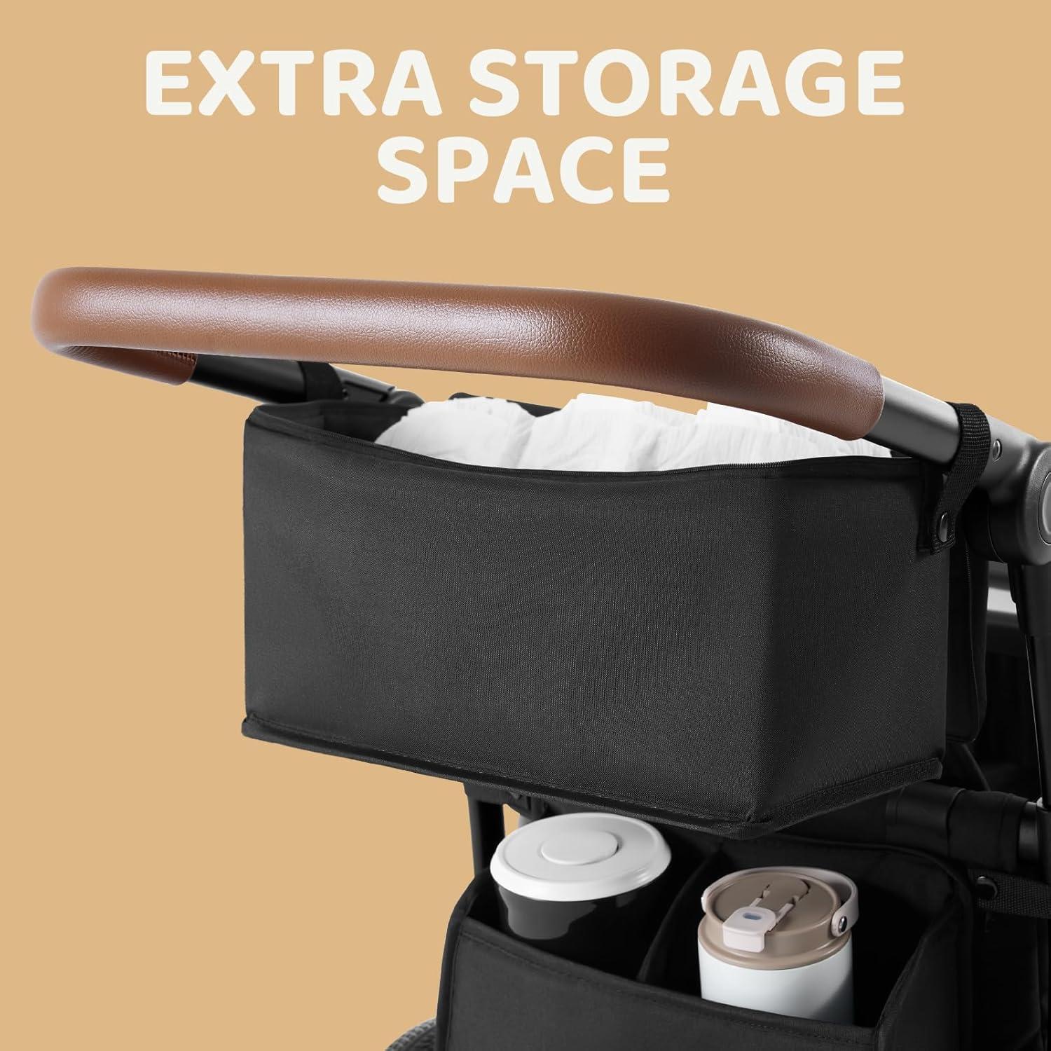 HARPPA Foldable Wagon Stroller for 2 Toddlers with Pull & Push Handle, Canopy, 32.9lbs, Black