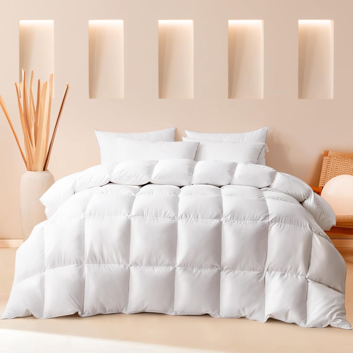 White Cotton Queen Feather Down Comforter