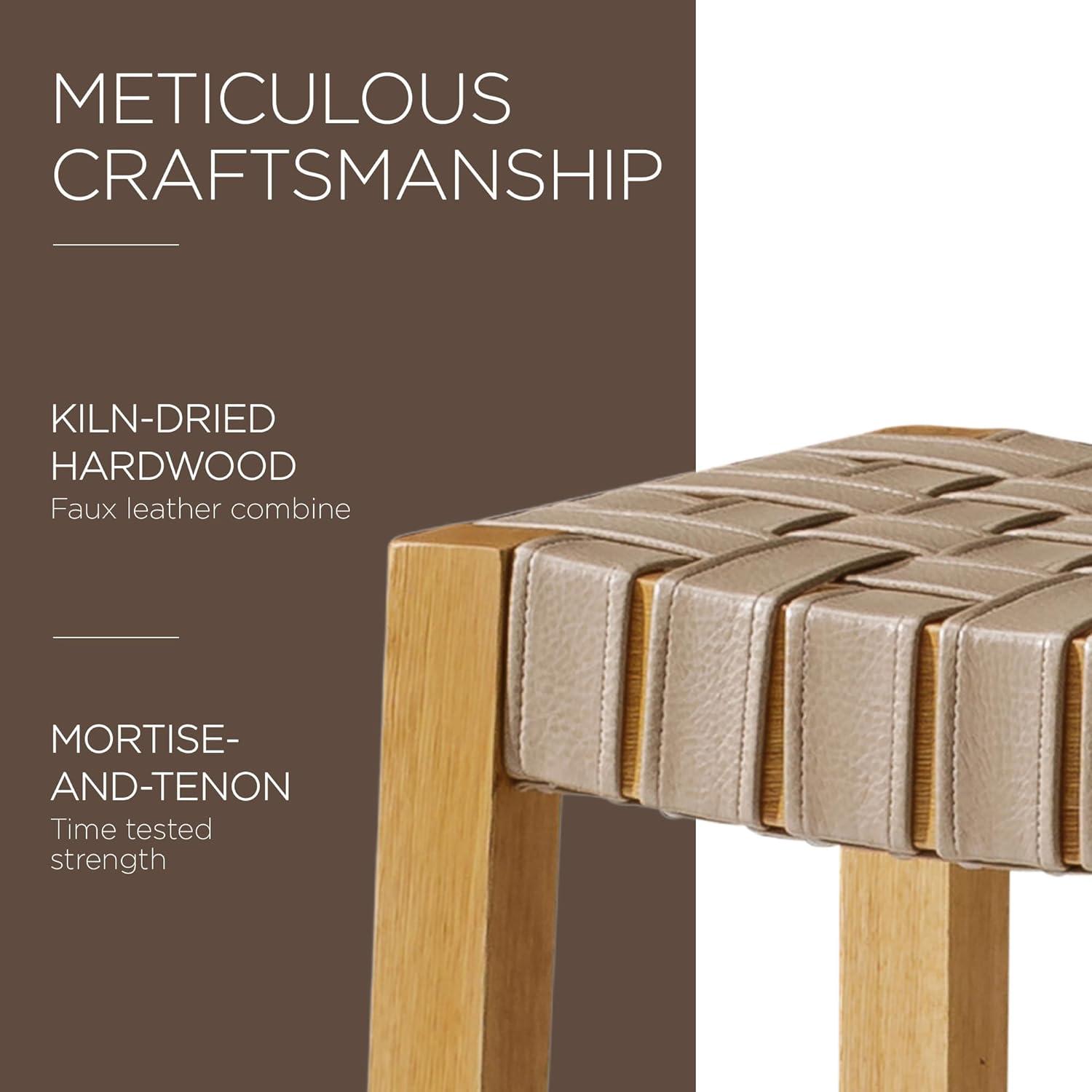 Maven Lane Maven Lane Emerson Kitchen Stool with Vegan Leather Upholstery