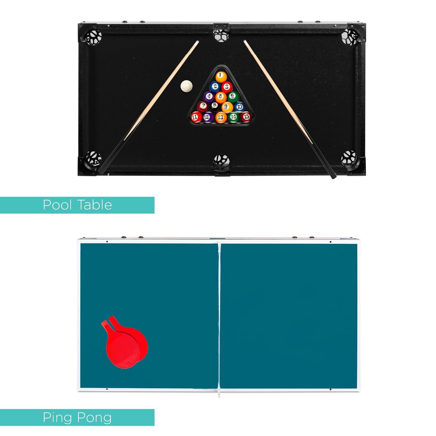 Best Choice Products 4-in-1 Multi Game Table, Childrens Arcade Set w/ Pool Billiards, Air Hockey, Foosball - Arcade