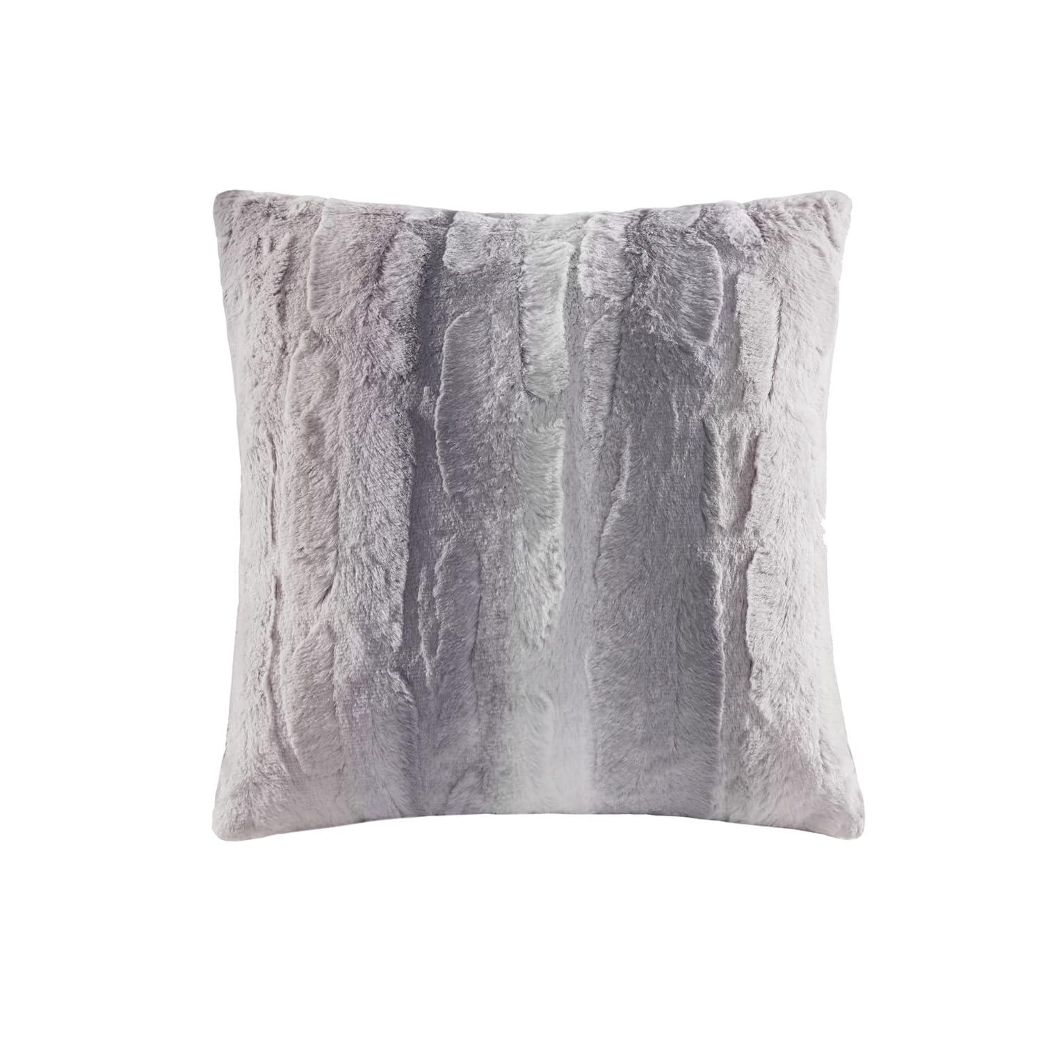 Madison Park Faux Fur Striped Throw Pillow