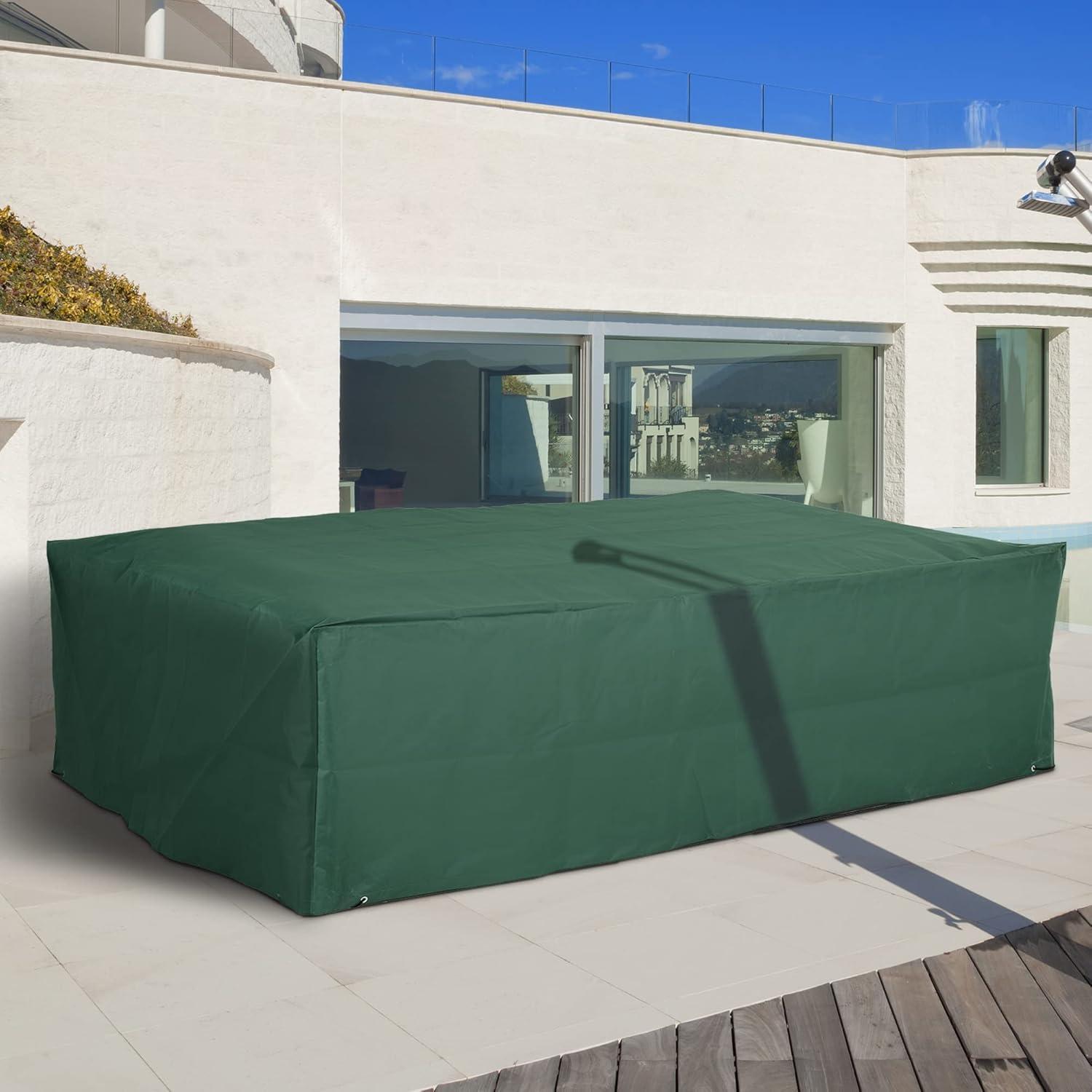 Outsunny 97" x 65" x 26" Heavy Duty Outdoor Sectional Sofa Cover, Waterproof Patio Furniture Cover for Weather Protection, Dark Green