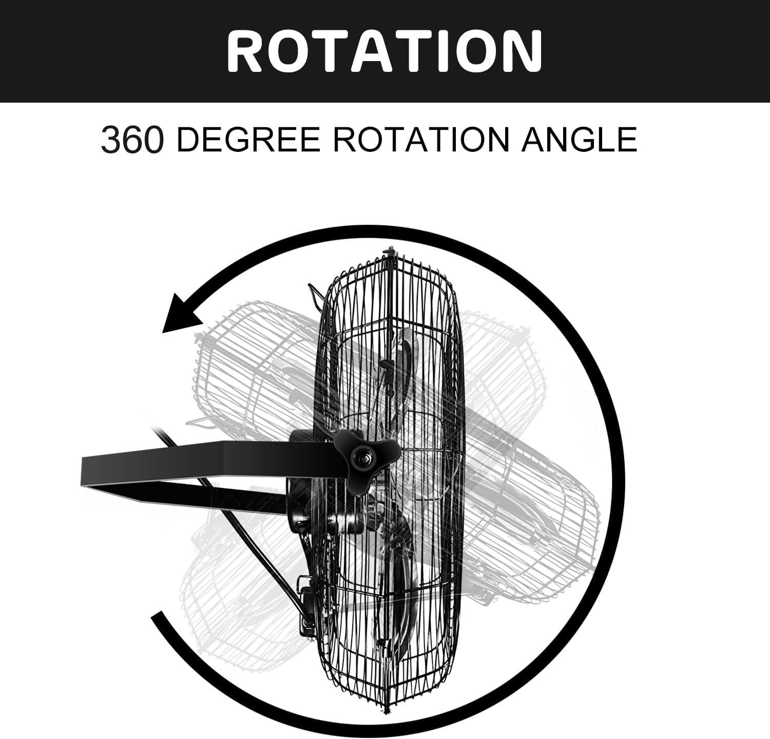 24-Inch Black Industrial Wall Mount Fan with Aluminum Blades