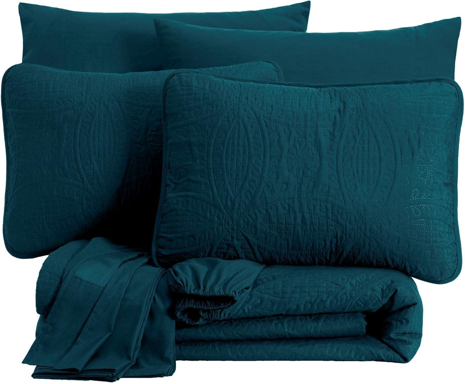 Chezmoi Collection Liam Microfiber 7 Piece Bed in a Bag Comforter Set