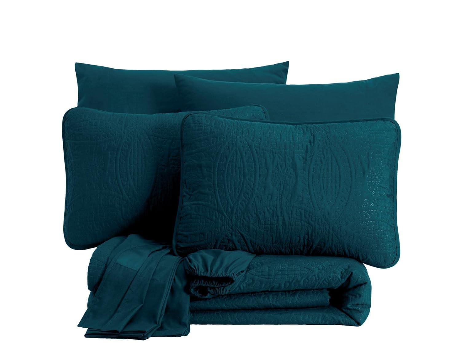 Chezmoi Collection Liam Microfiber 7 Piece Bed in a Bag Comforter Set