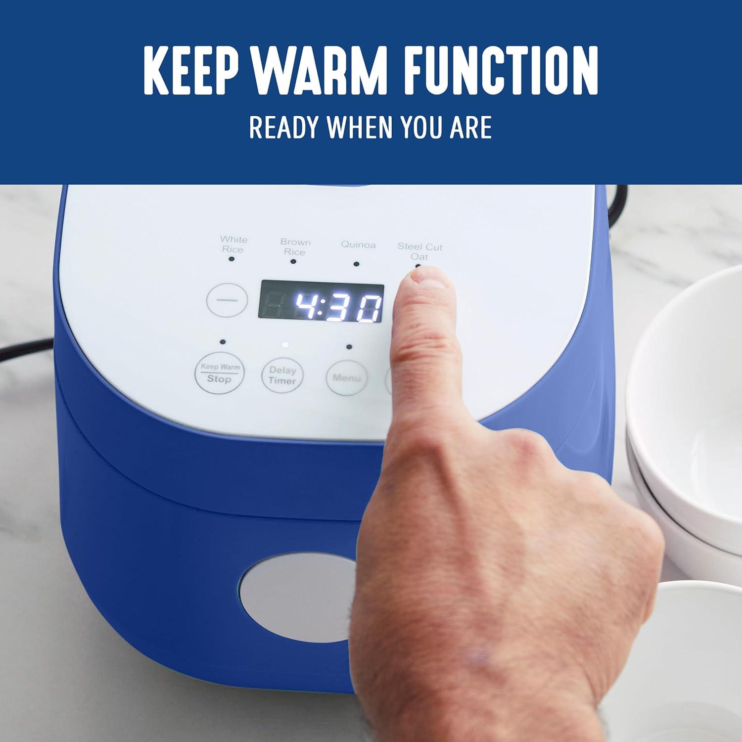 GreenLife Blue and White Ceramic Nonstick Electric Rice Cooker